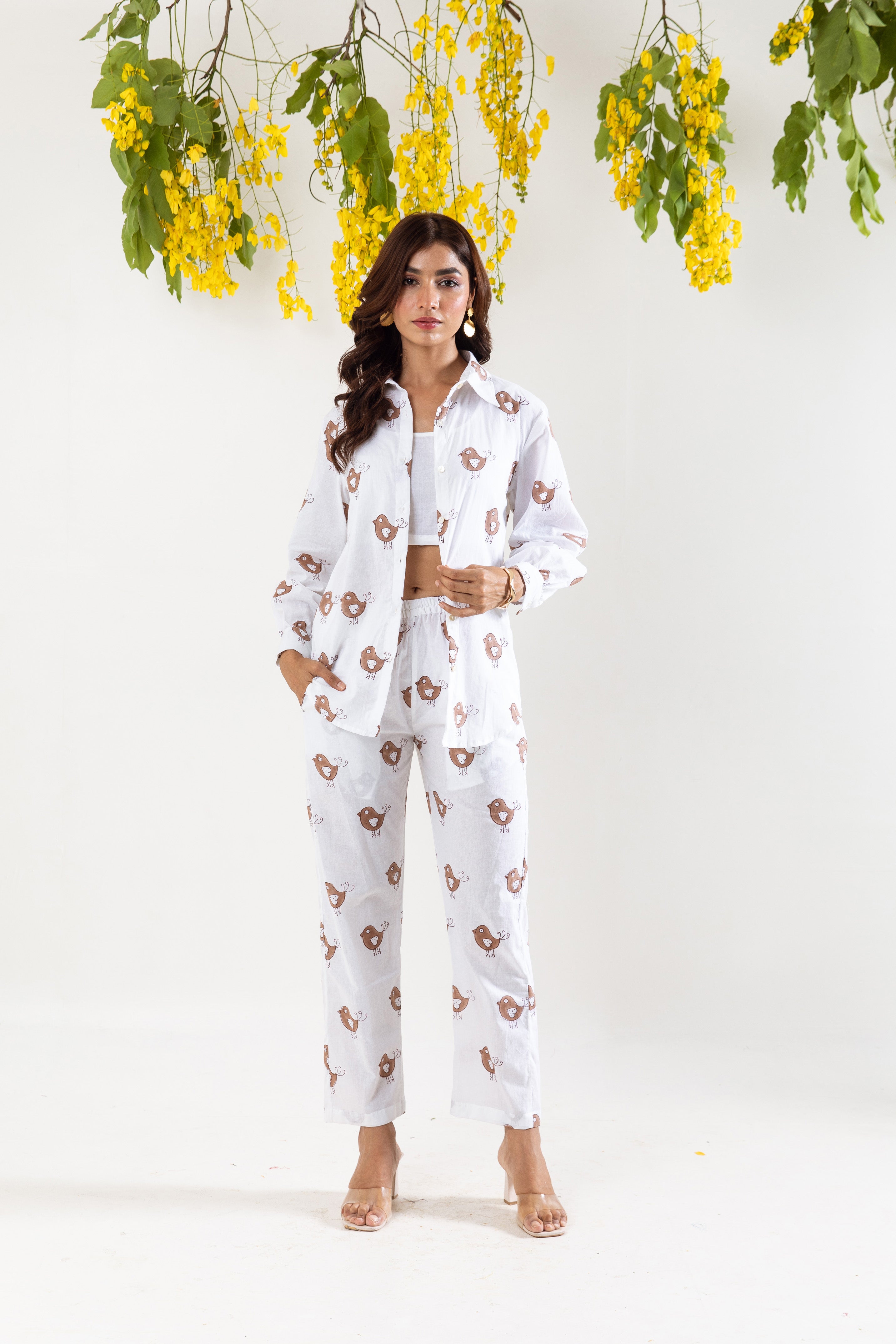 Little birdie block print Co-ord Set