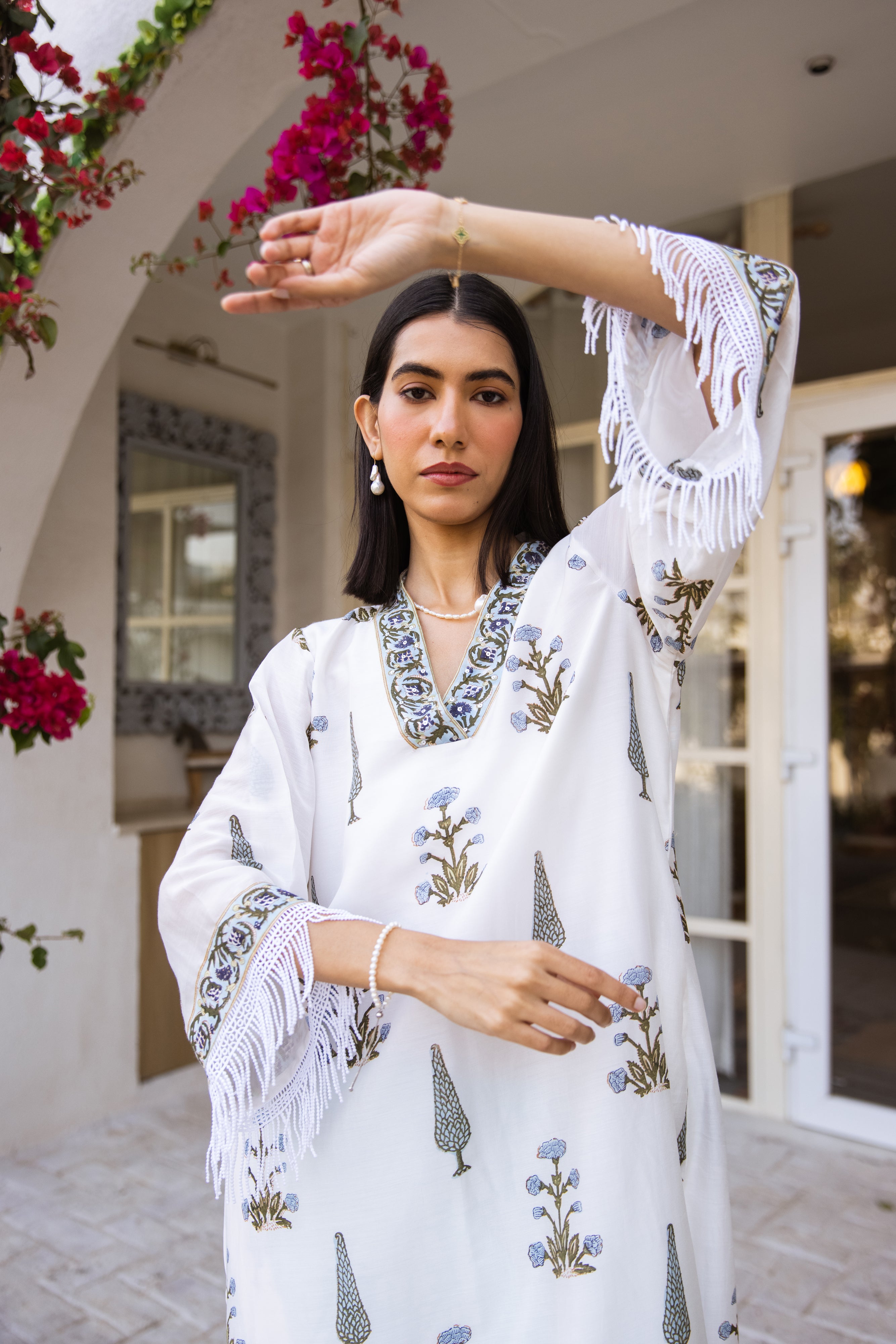 Picnic Turquoise Handblock Kurta set