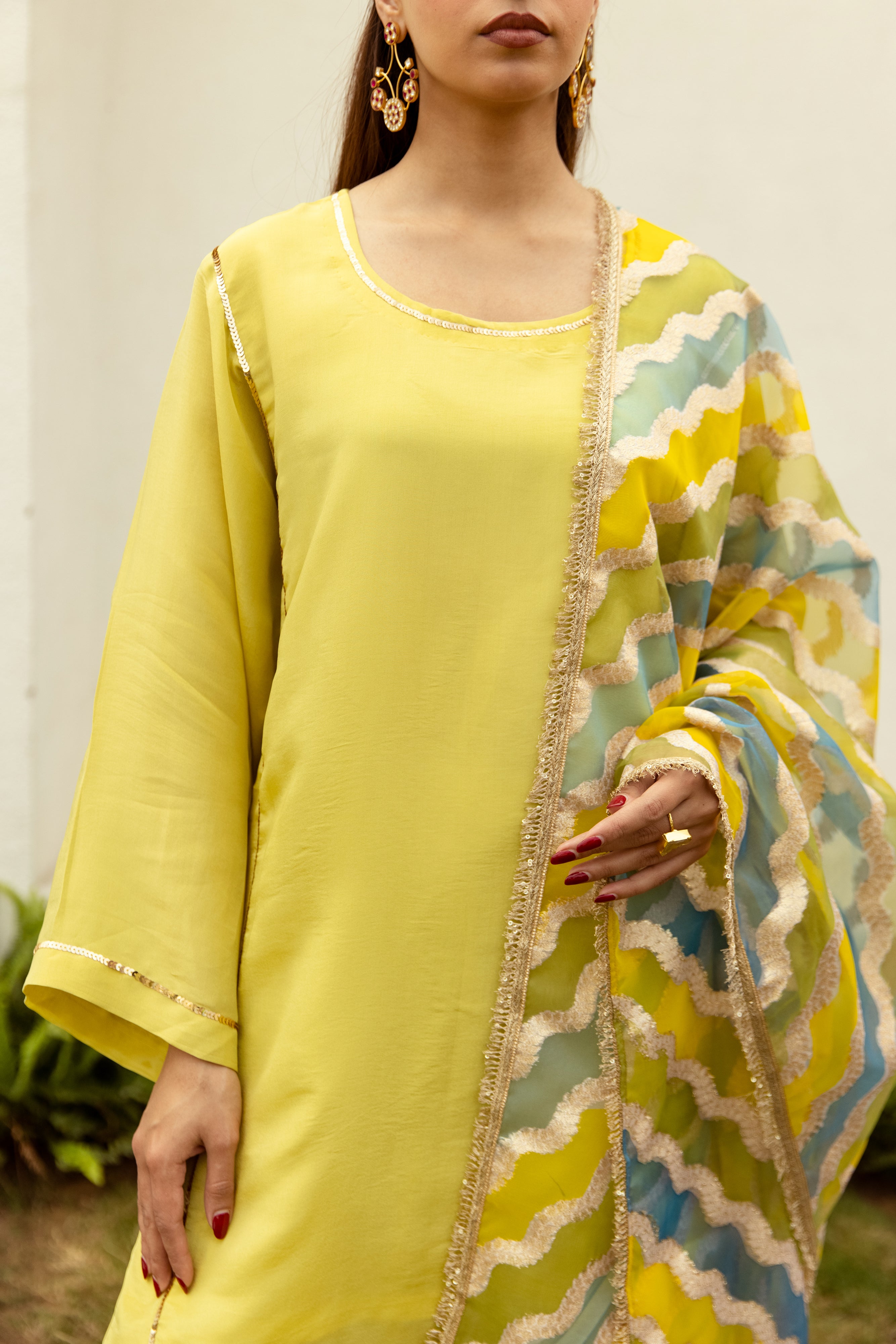 Noor Farshi Salwar Lime Green set