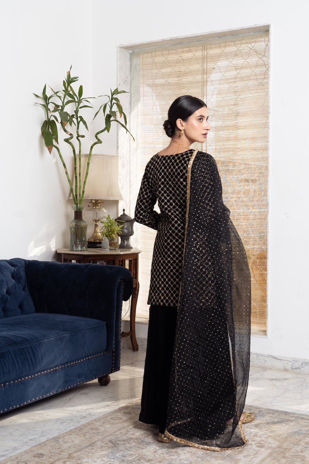 Khwabidah Black Sharara Set of 3