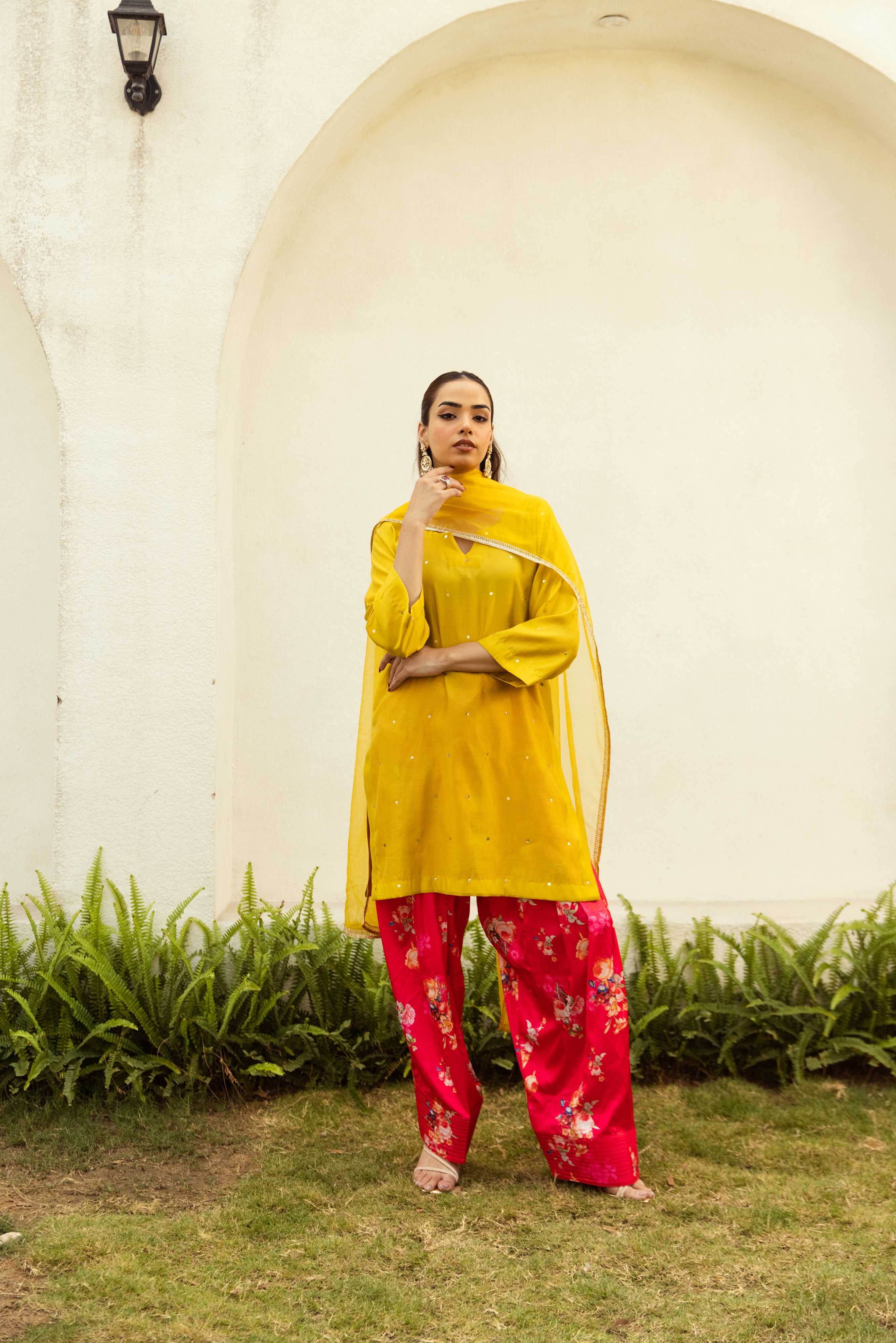 Noor Farshi Salwar Mustard set