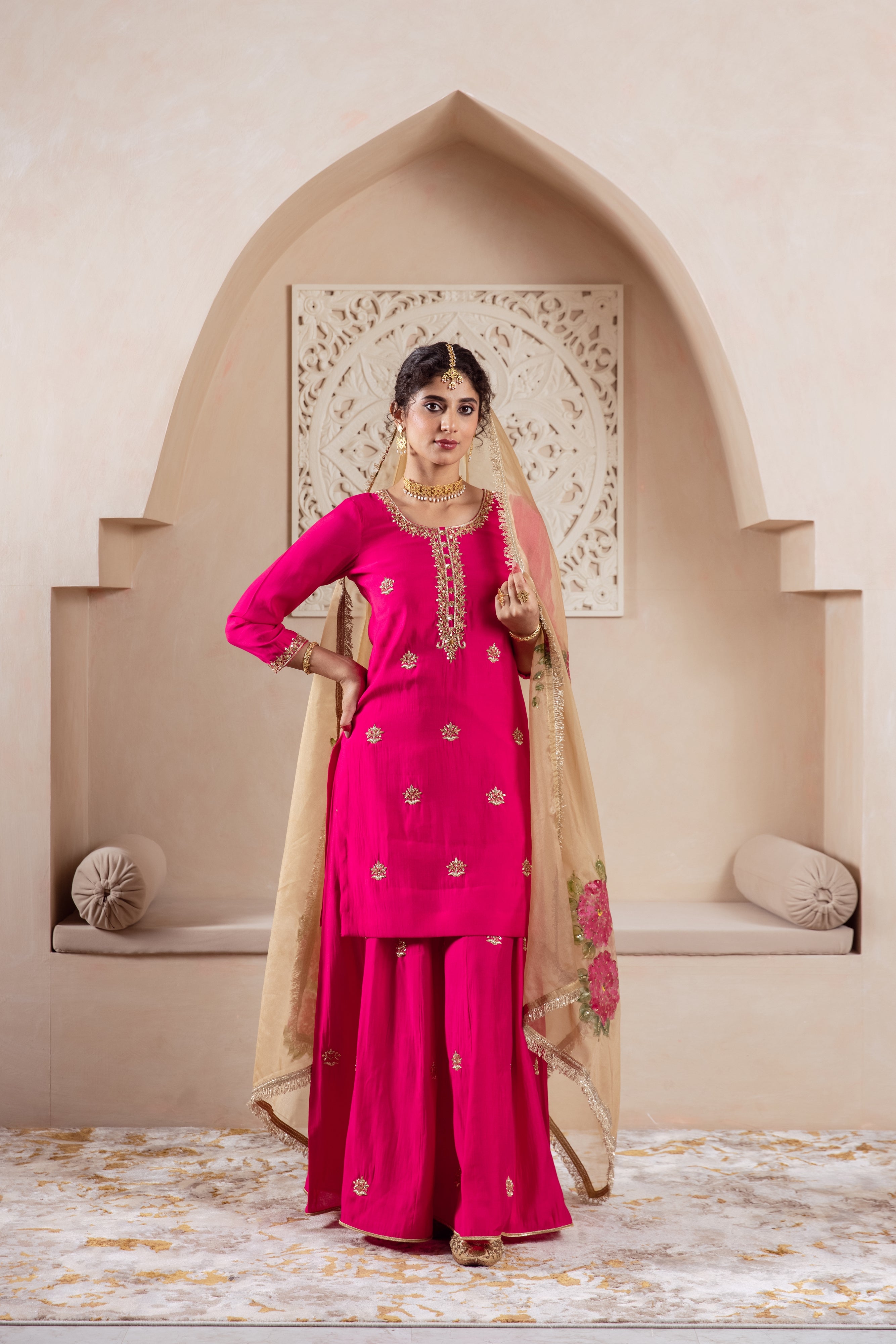 GULNAZ Rani hand painted sharara  set