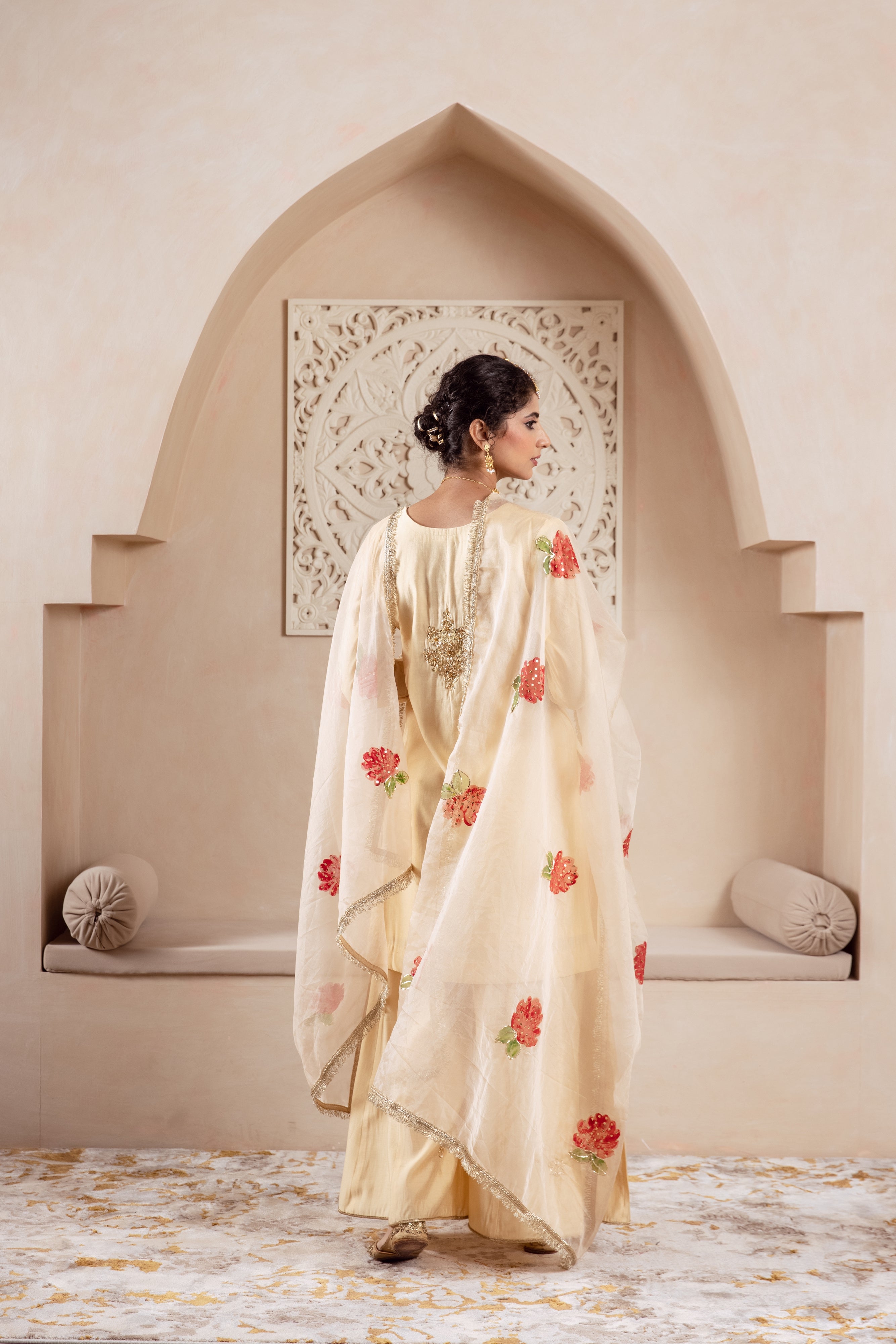 GULNAZ golden hand painted sharara set