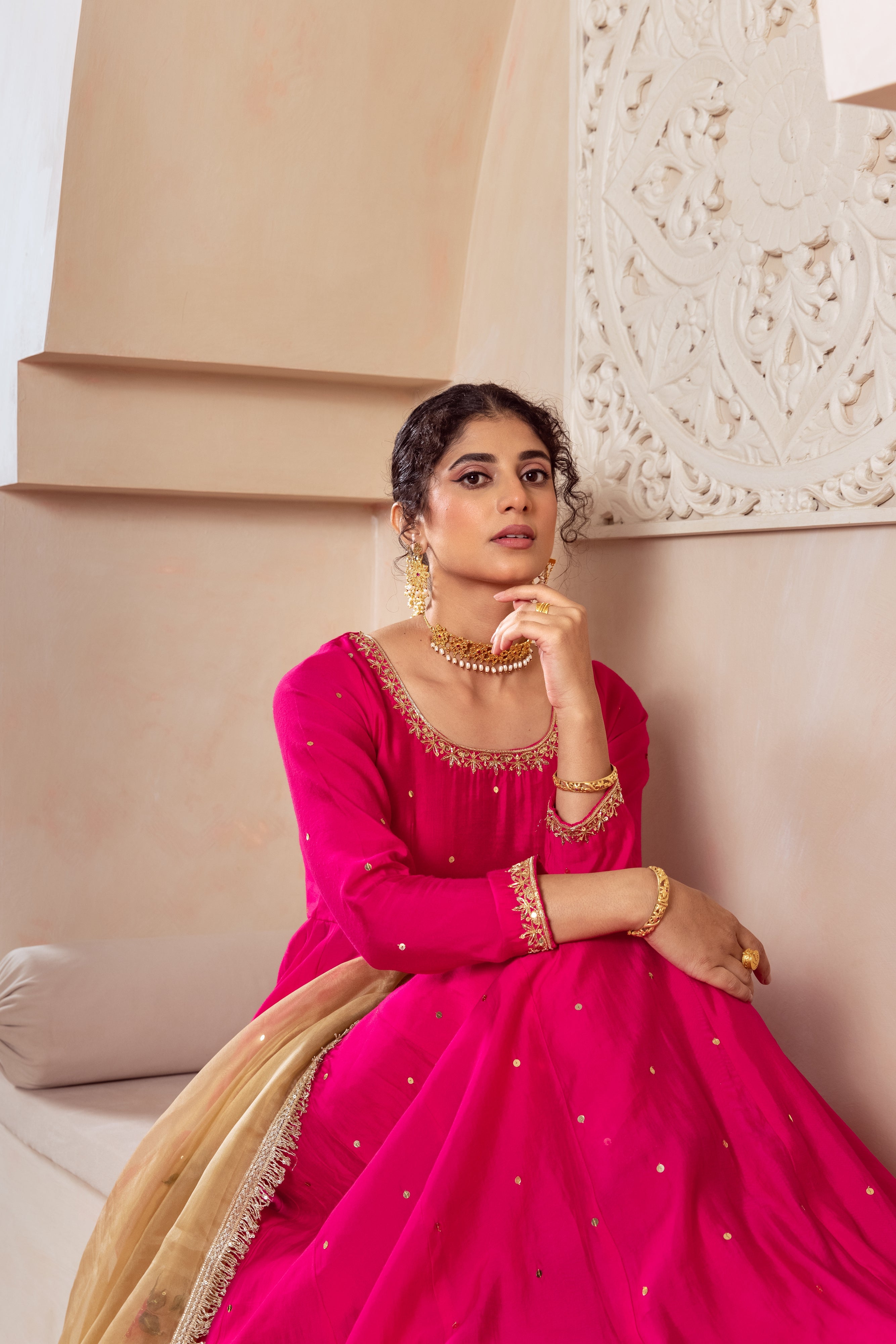 GULNAZ Rani hand painted Anarkali set