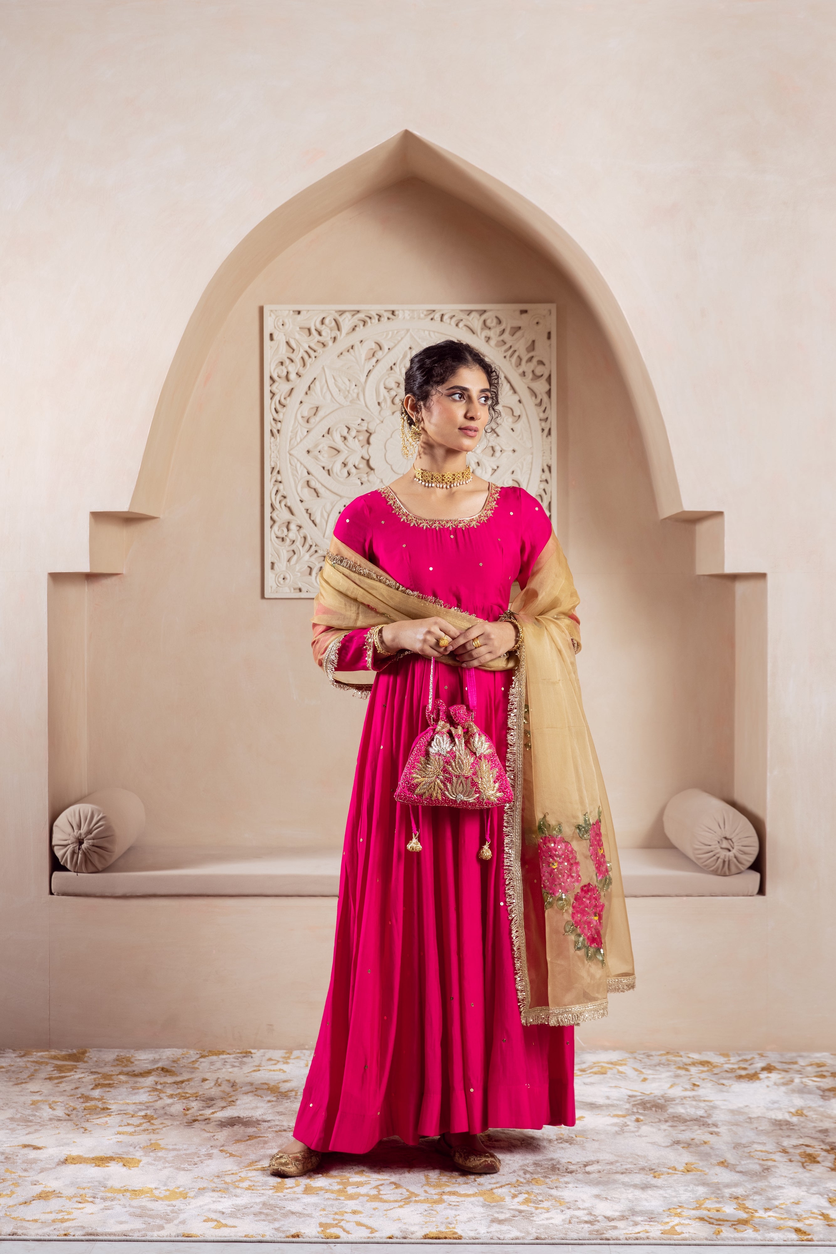 GULNAZ Rani hand painted Anarkali set