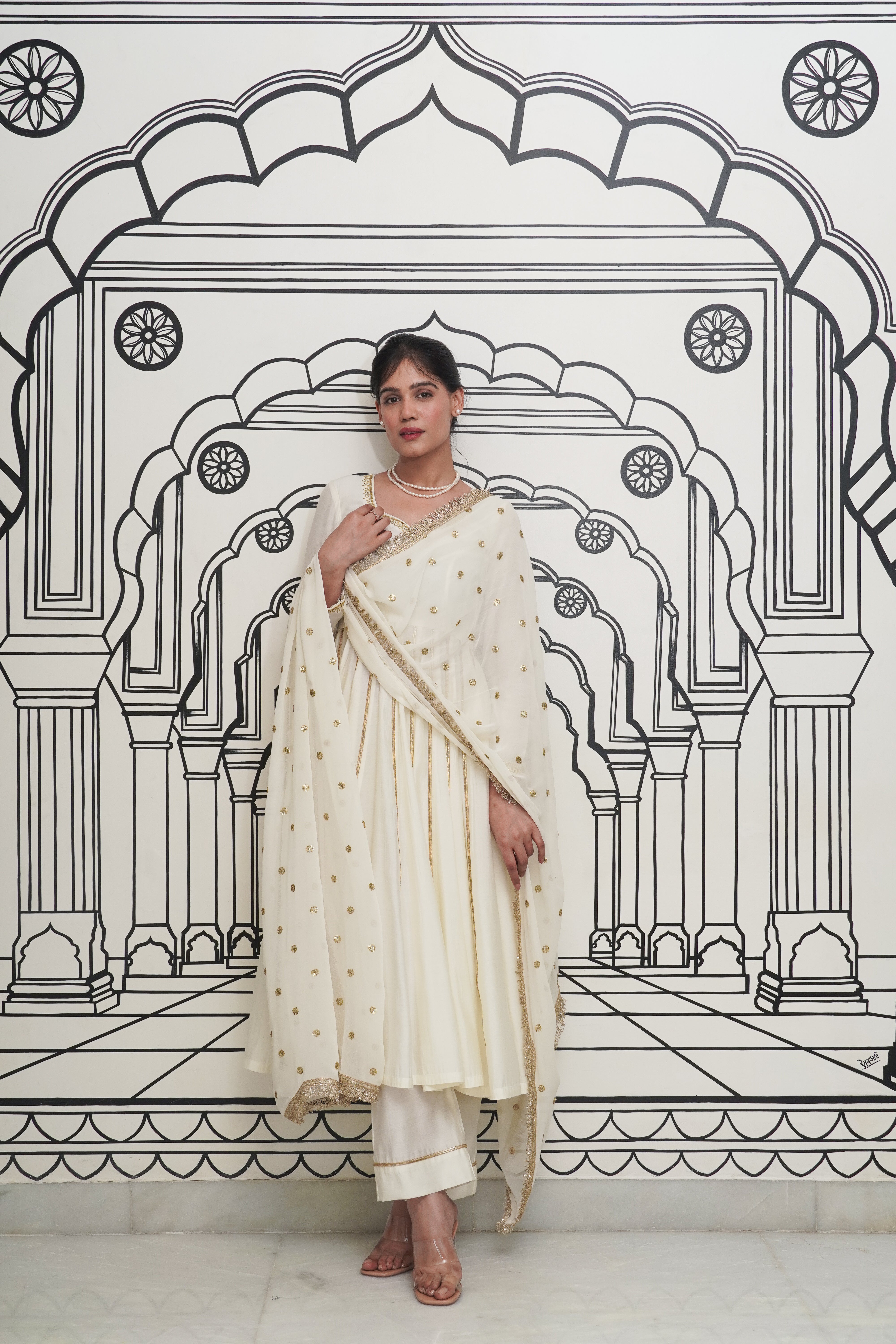 Sample Afsana Ivory Anarkali Set