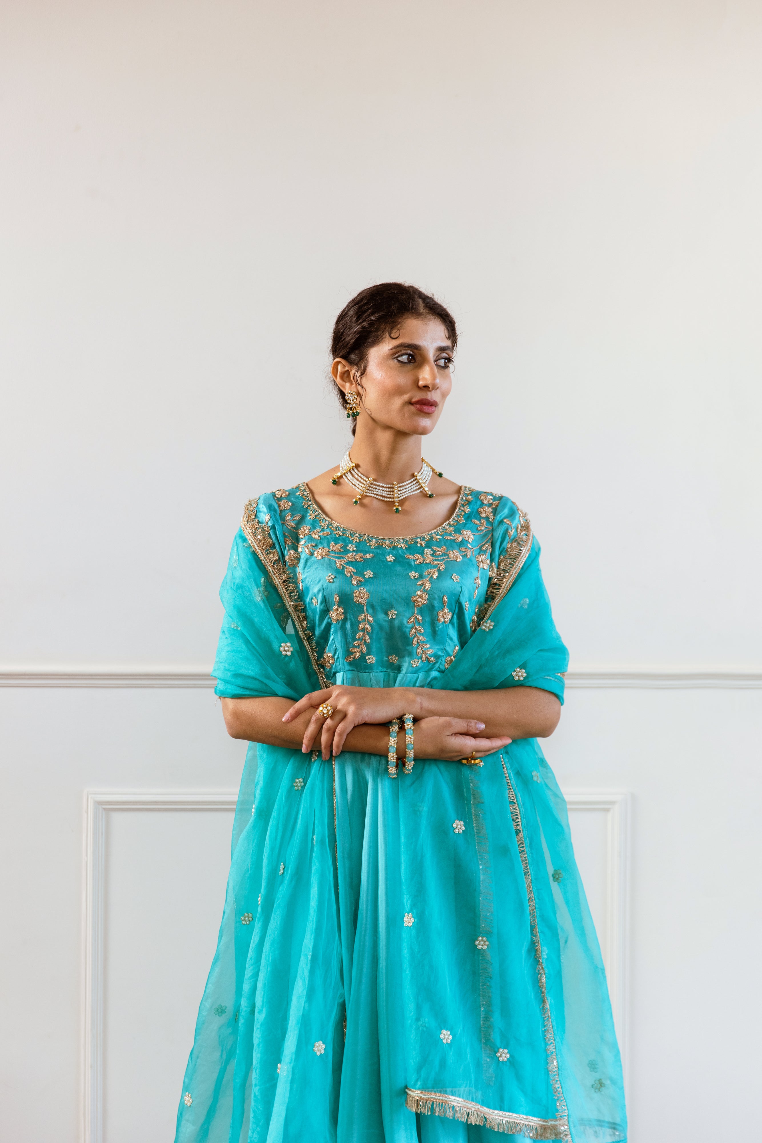 Salma Sitara turquoise Anarkali Set