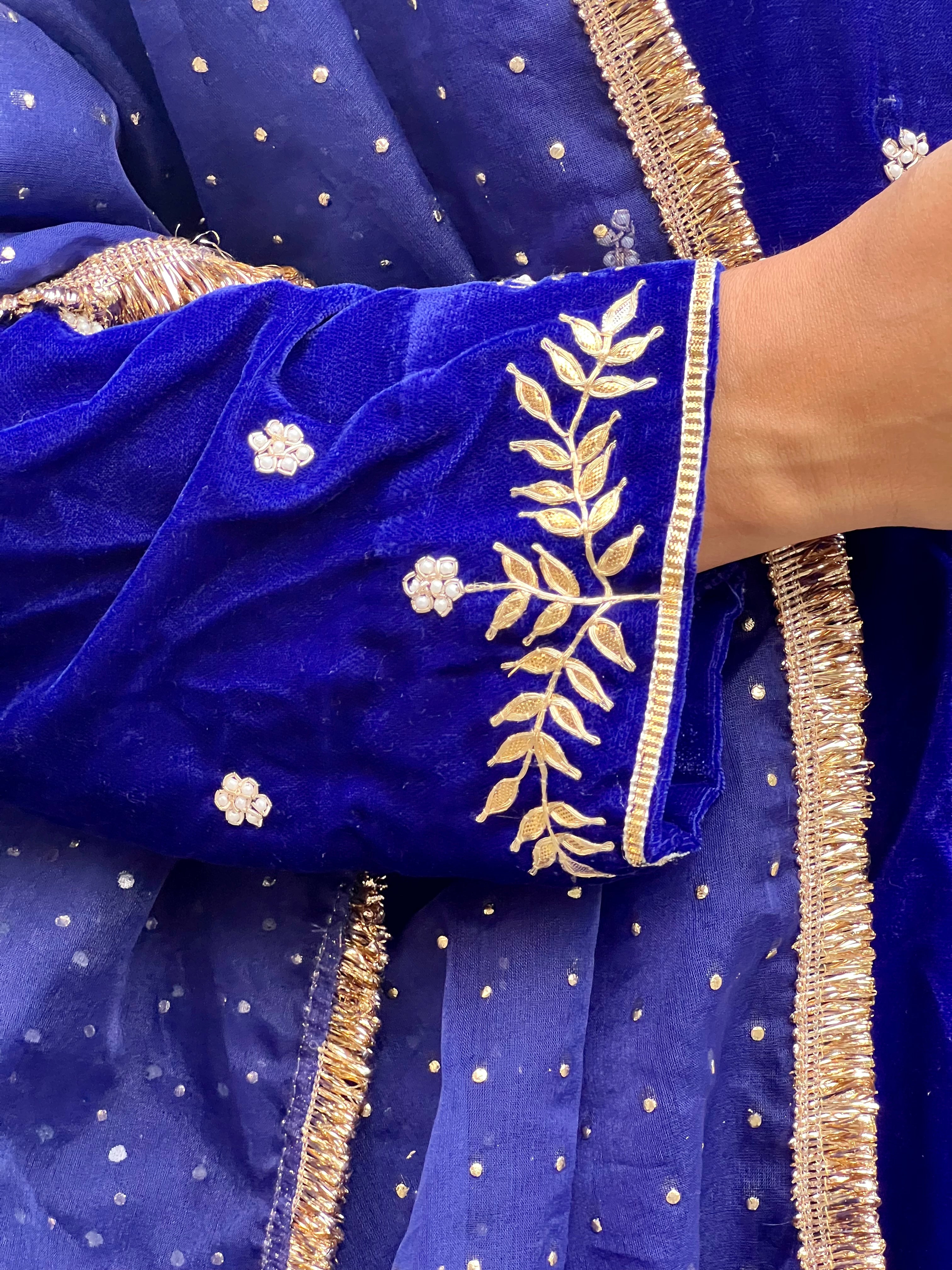 Royal Blue Velvet Anarkali set