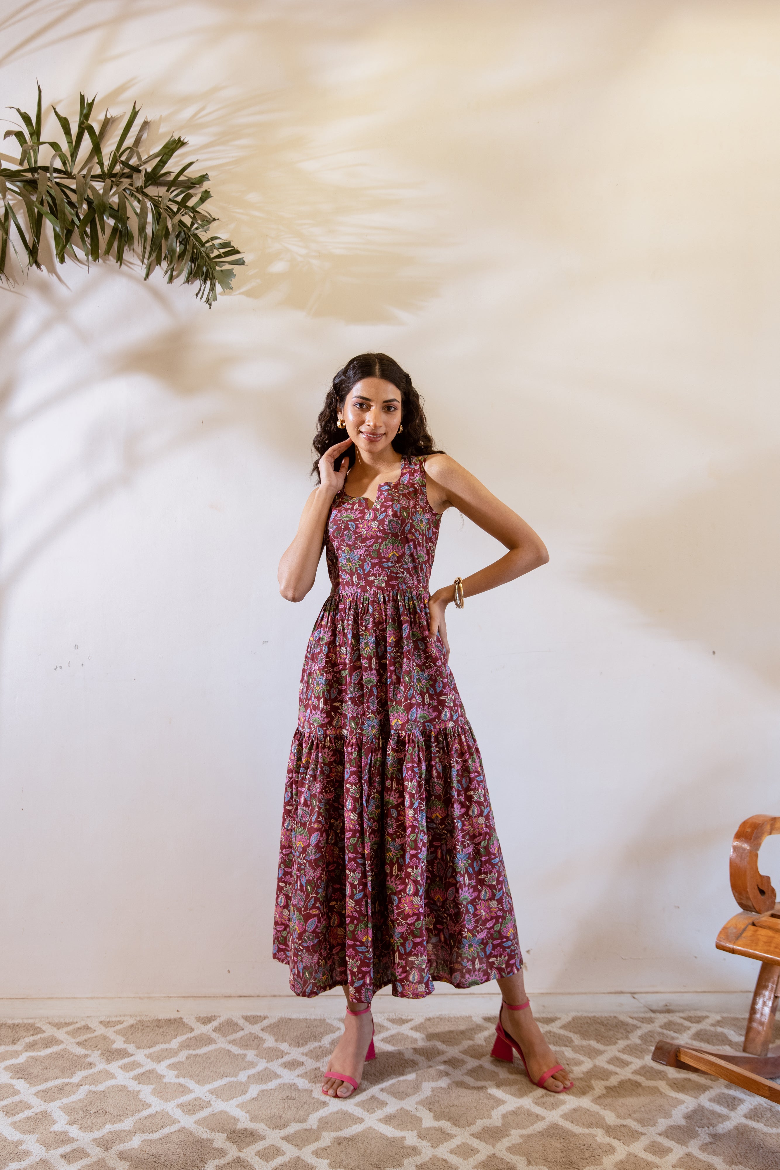 Bagh Maroon frill dress