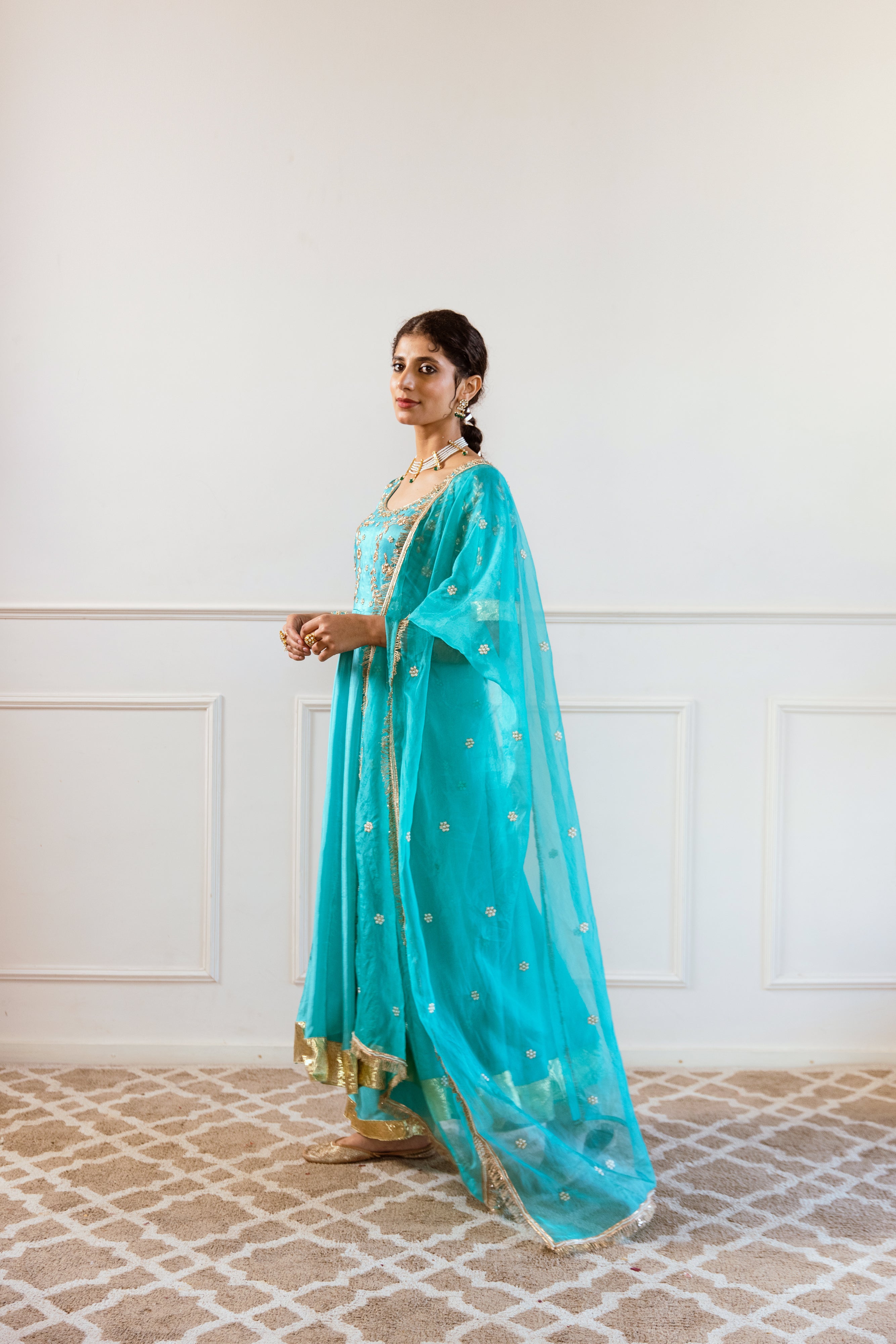 Salma Sitara turquoise Anarkali Set