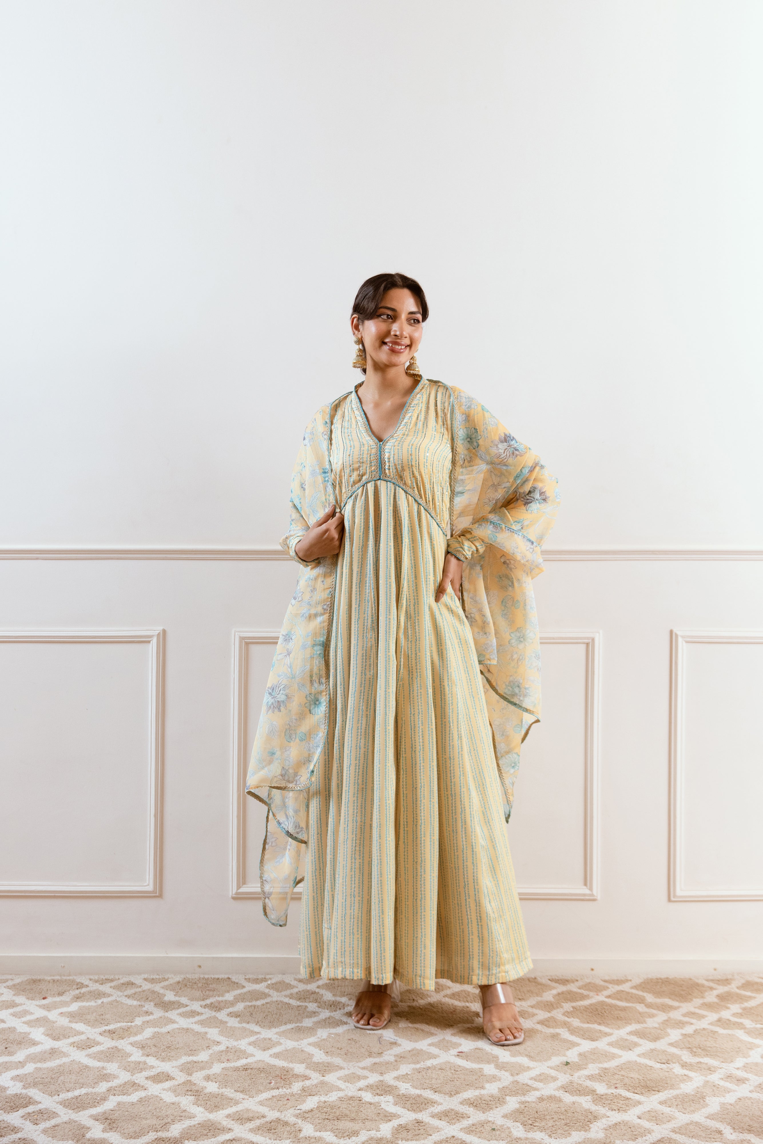 Salma Sitara Yellow floral Anarkali set