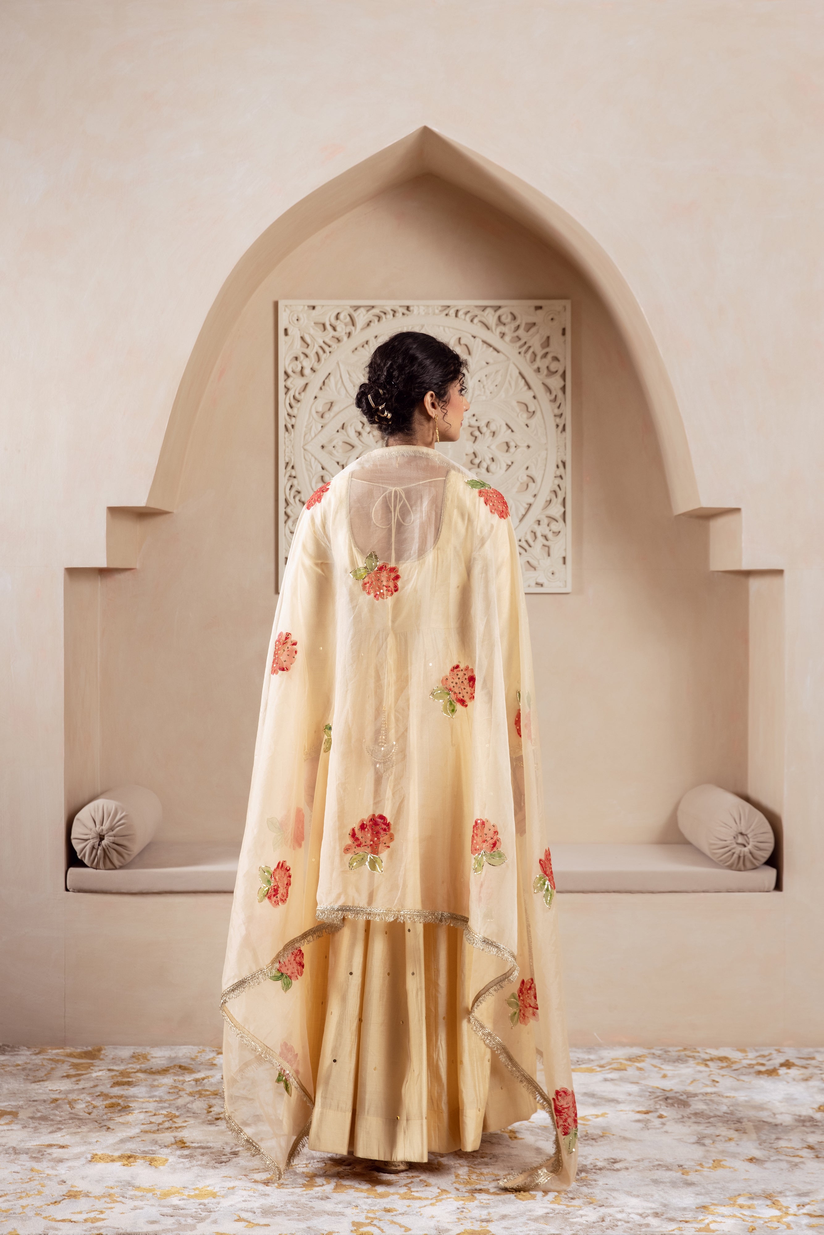 GULNAZ Golden hand painted Anarkali set