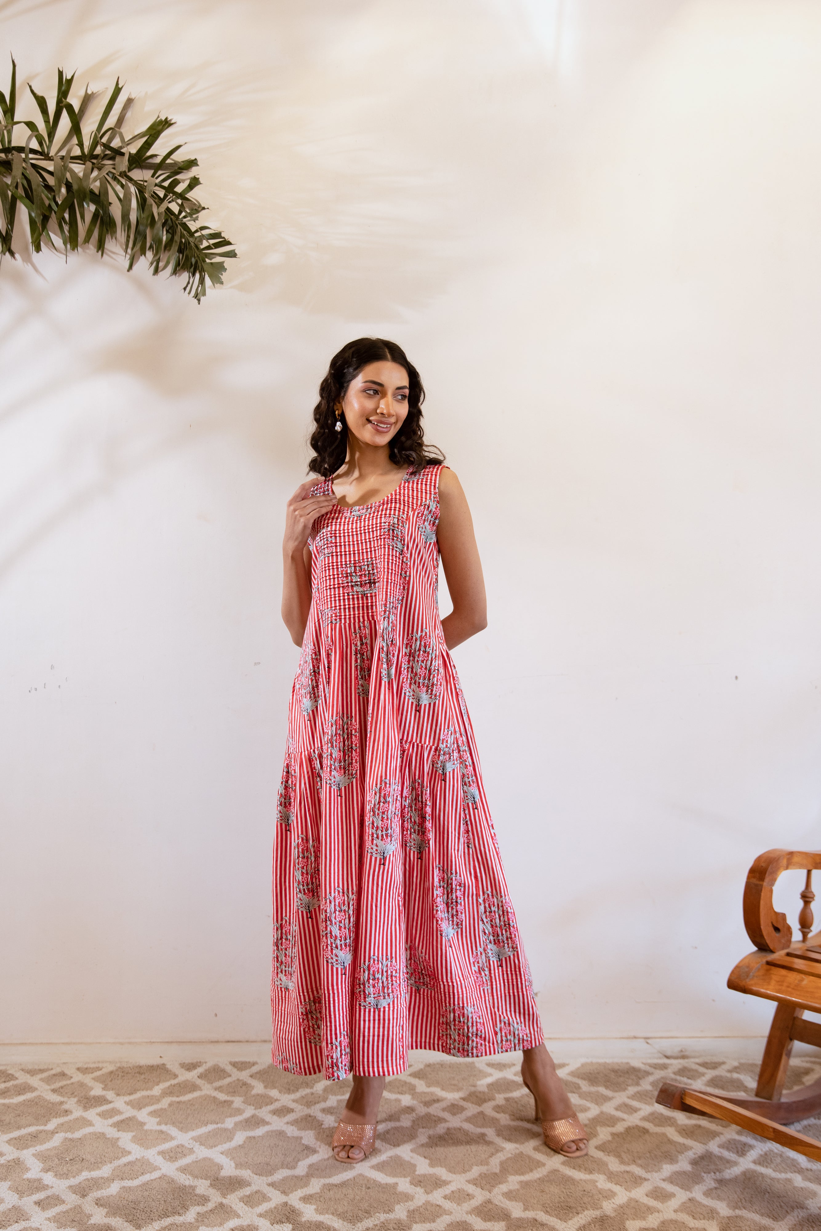 Bagh Pintucks Red dress