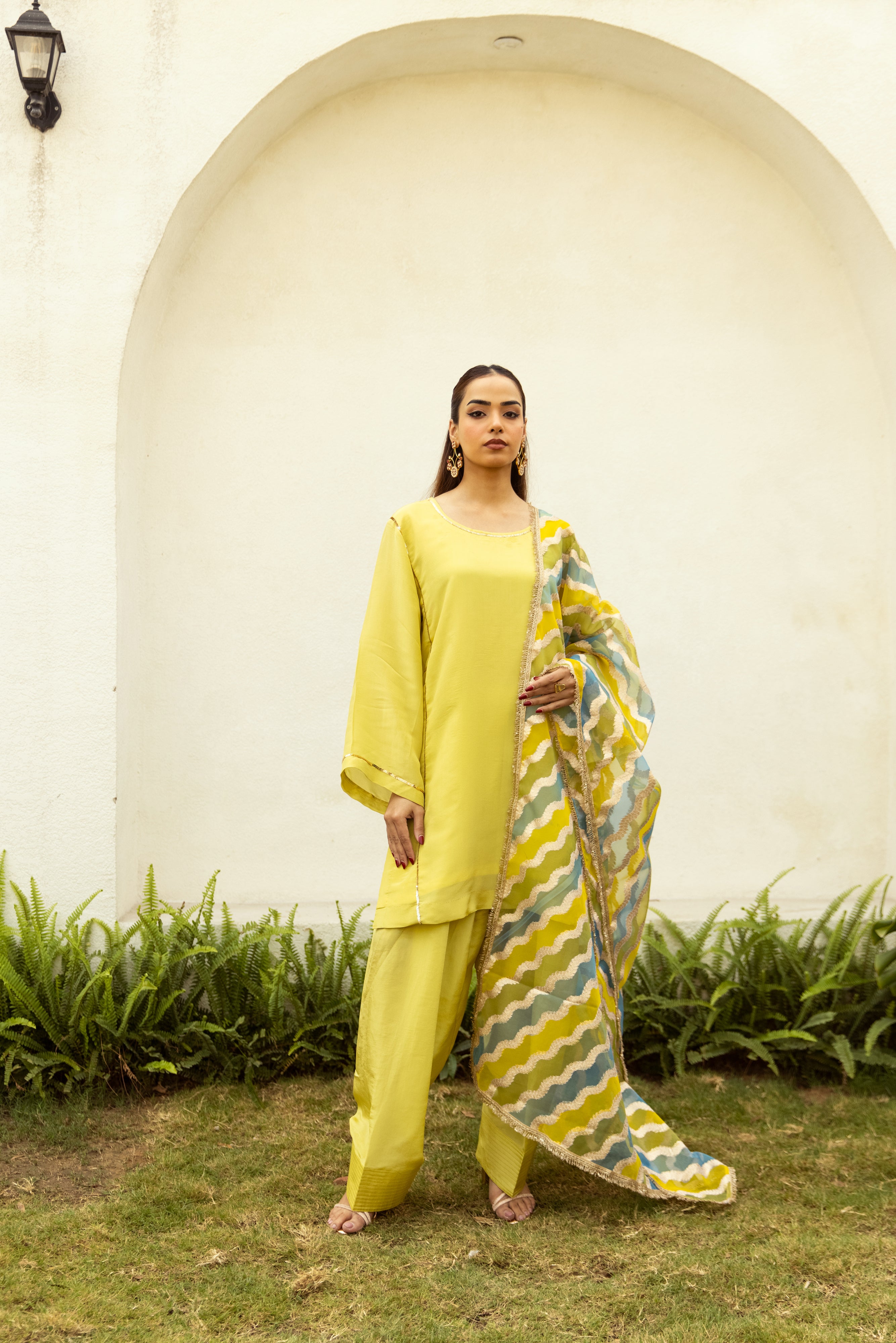 Noor Farshi Salwar Lime Green set