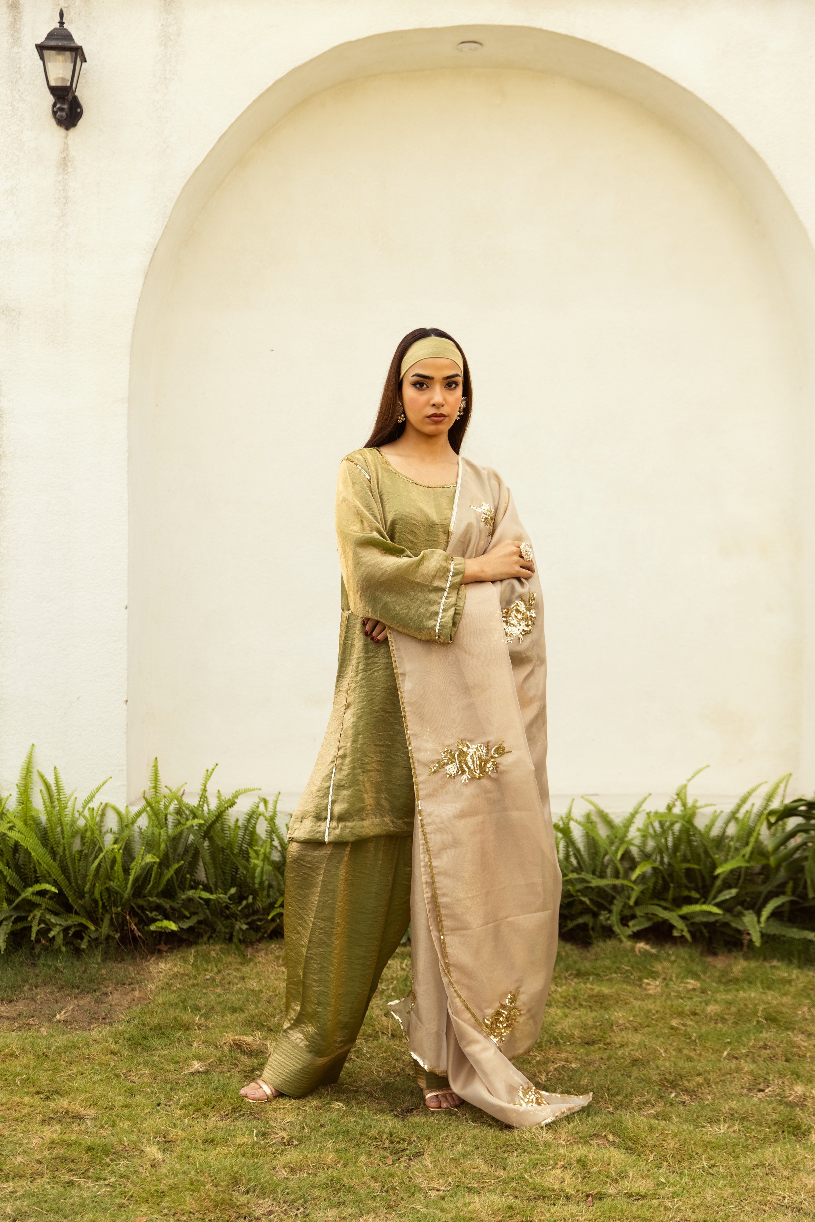 Noor Farshi Salwar Green Set - Golden