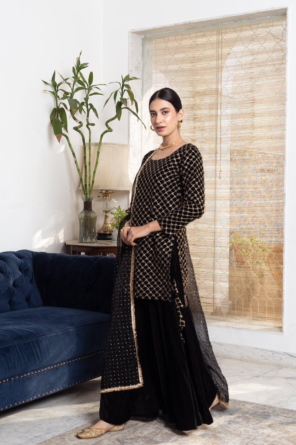 Khwabidah Black Sharara Set of 3