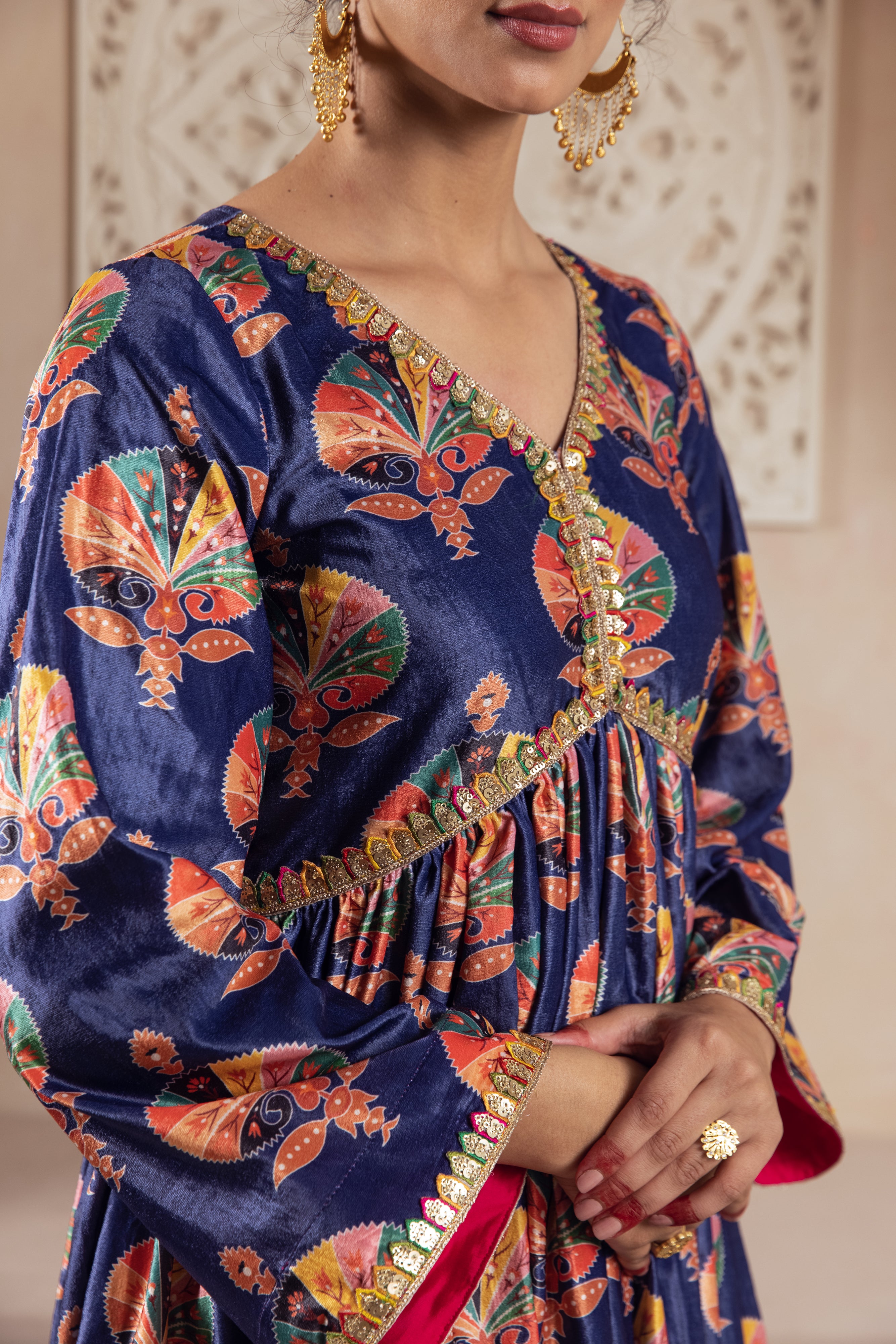 FIRGUN NAVY VELVET TWIN SET