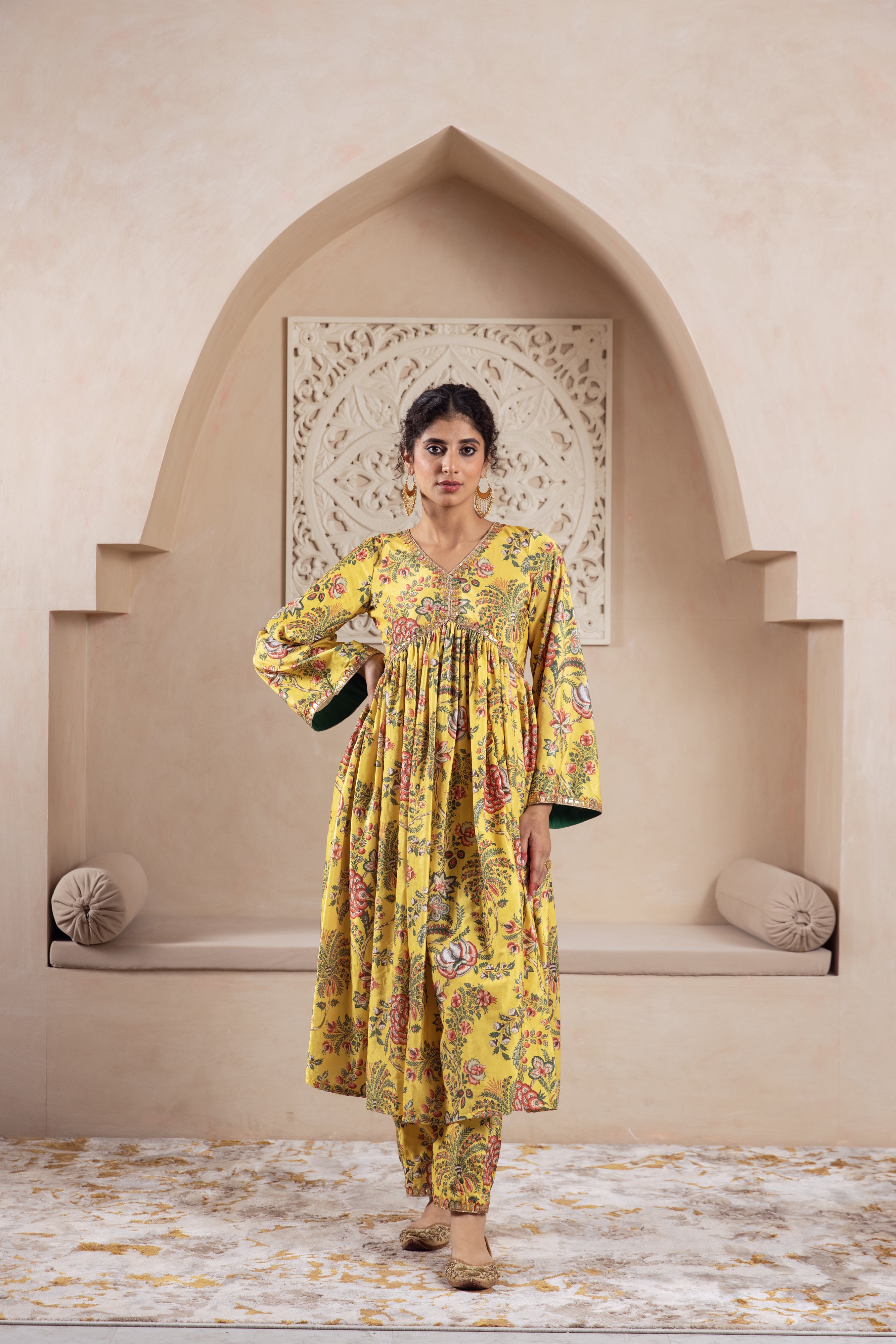 FIRGUN YELLOW VELVET TWIN SET