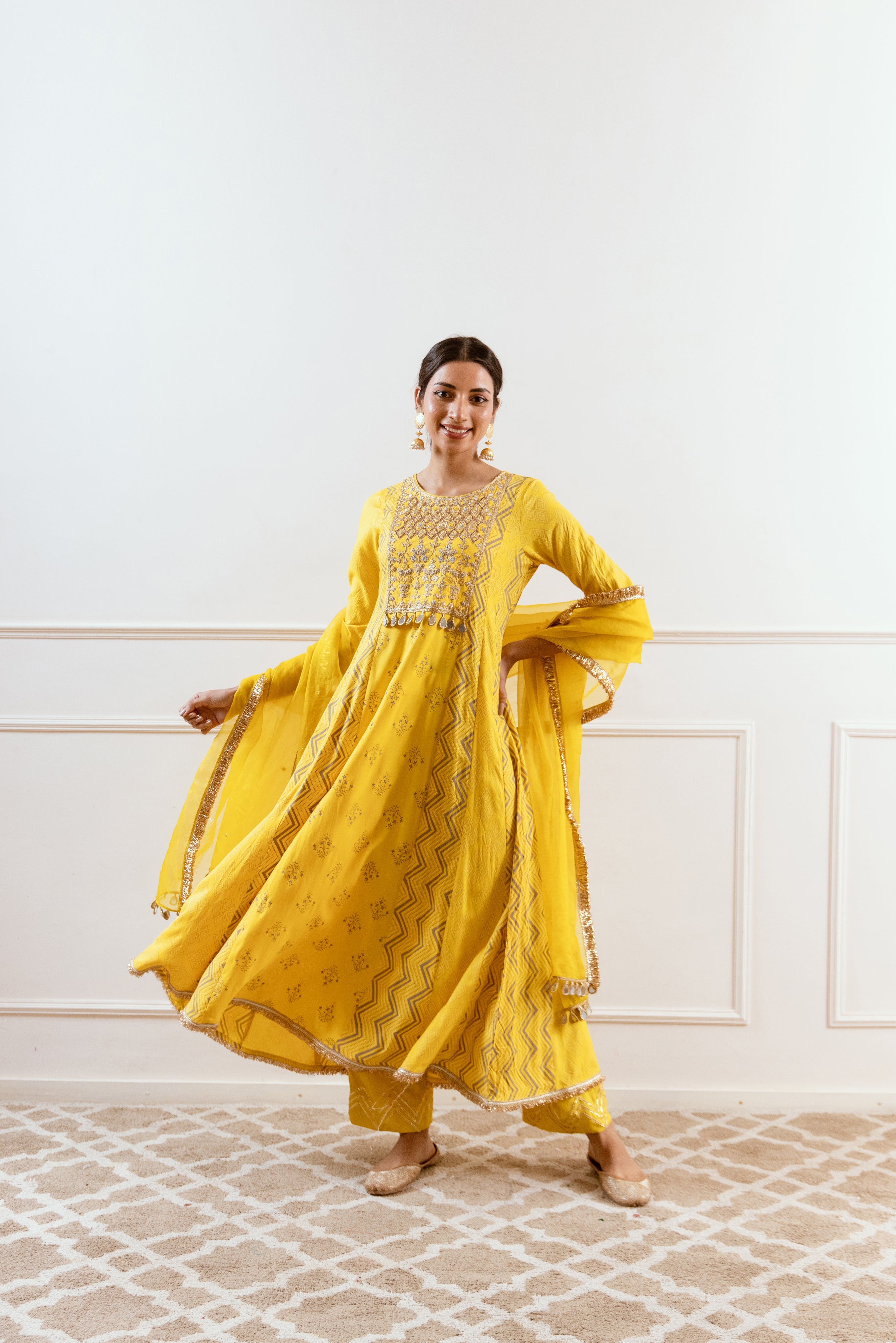Salma Sitara Yellow Anarkali set