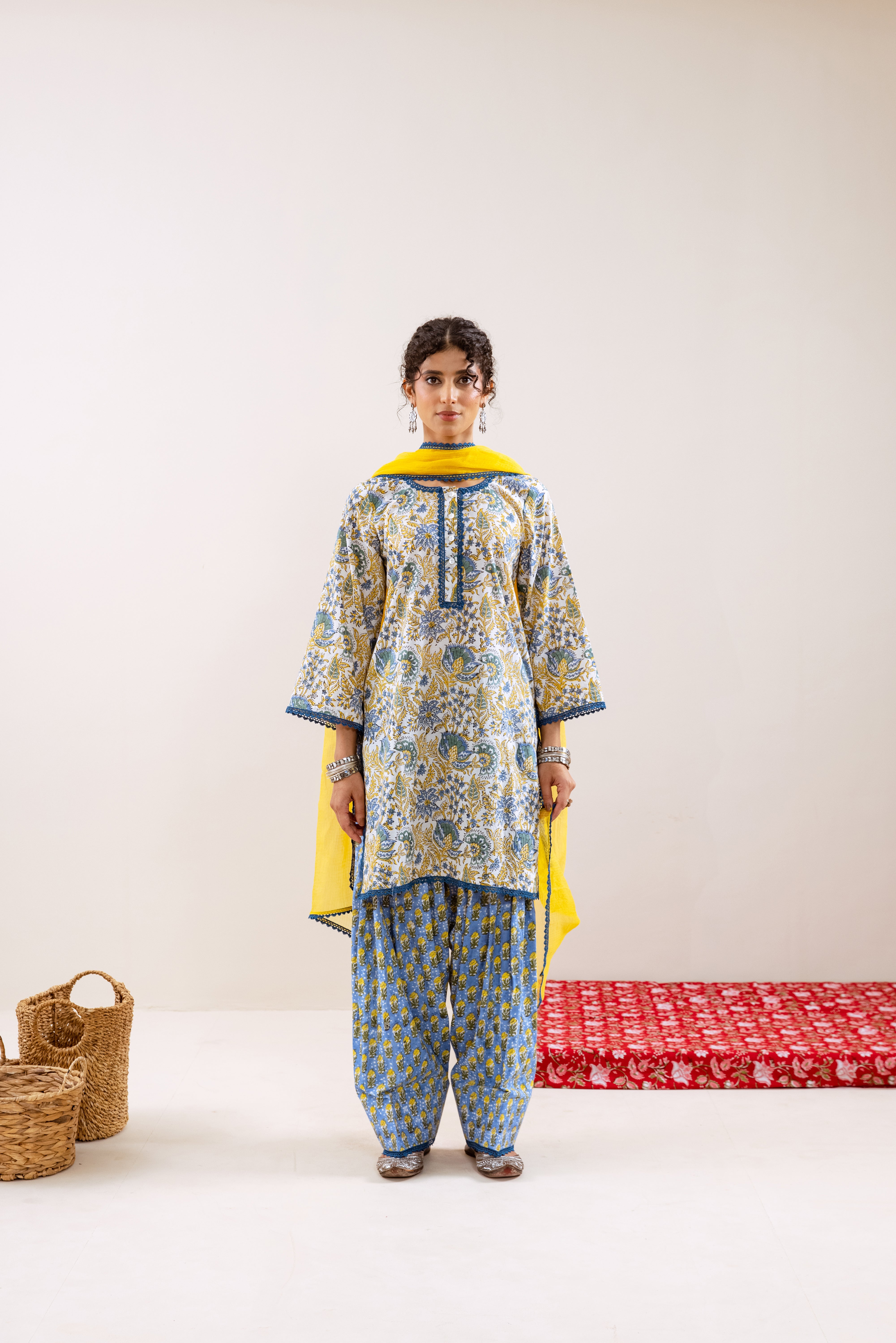 Bahara Blue Floral Farshi Salwar Set