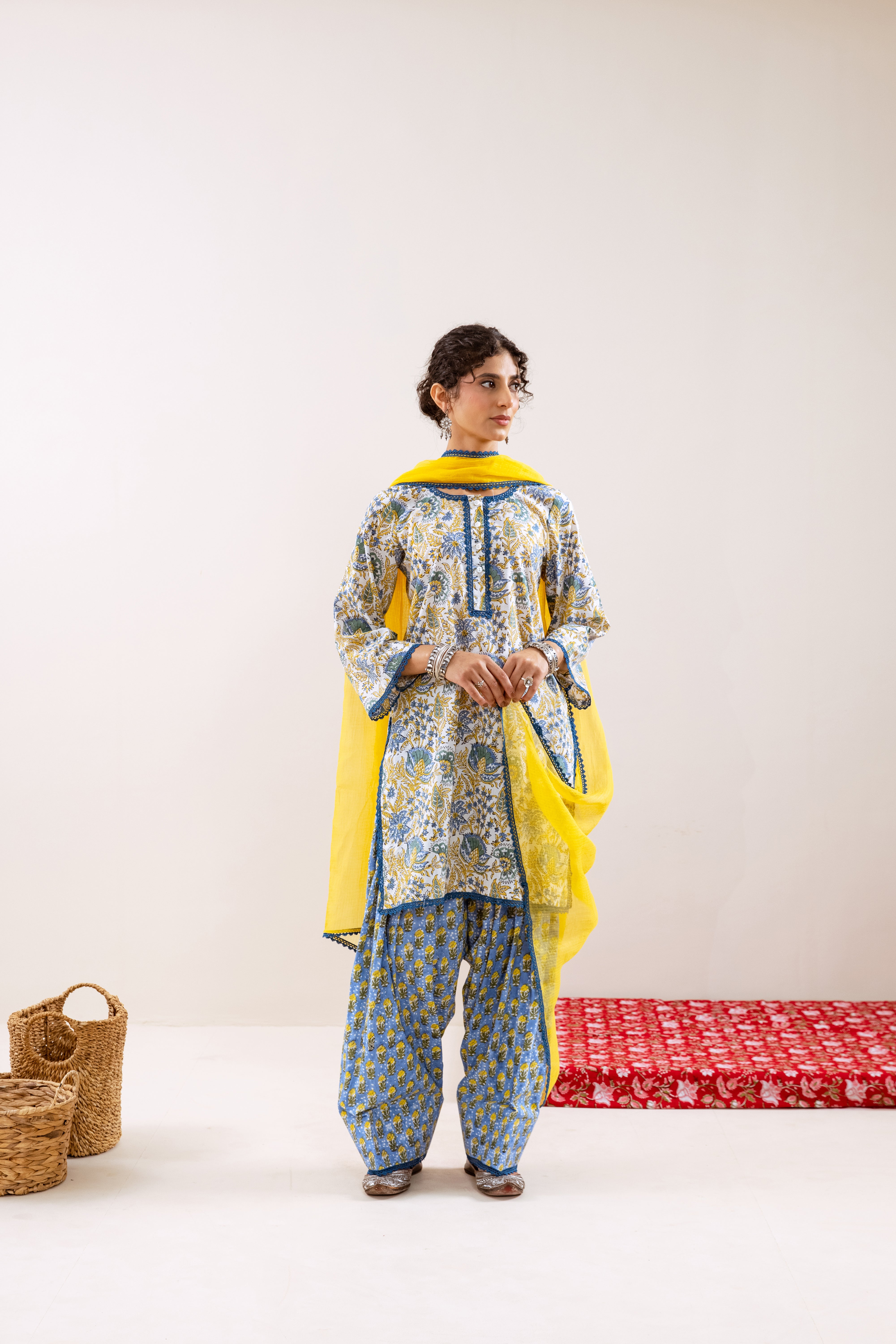 Bahara Blue Floral Farshi Salwar Set