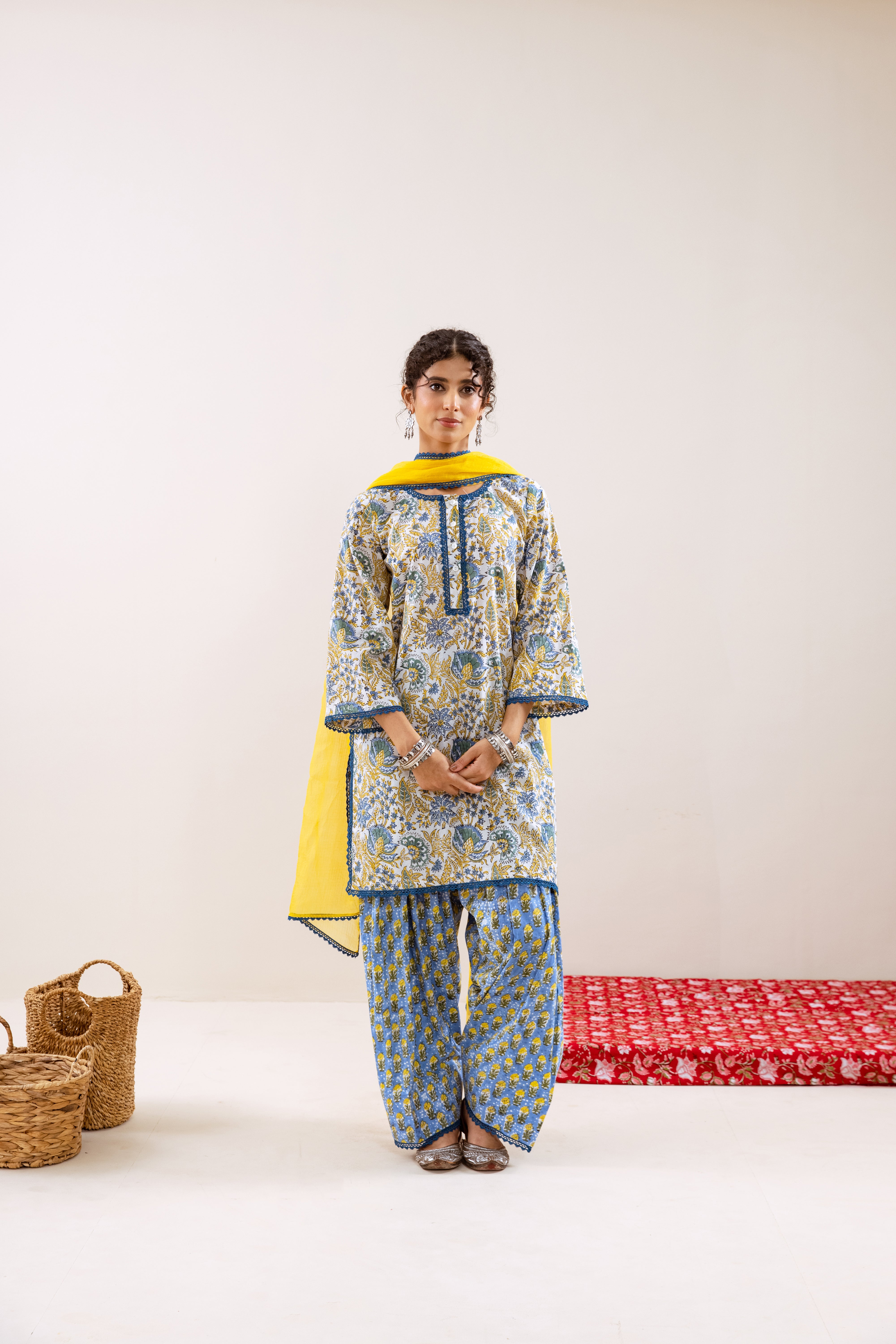 Bahara Blue Floral Farshi Salwar Set