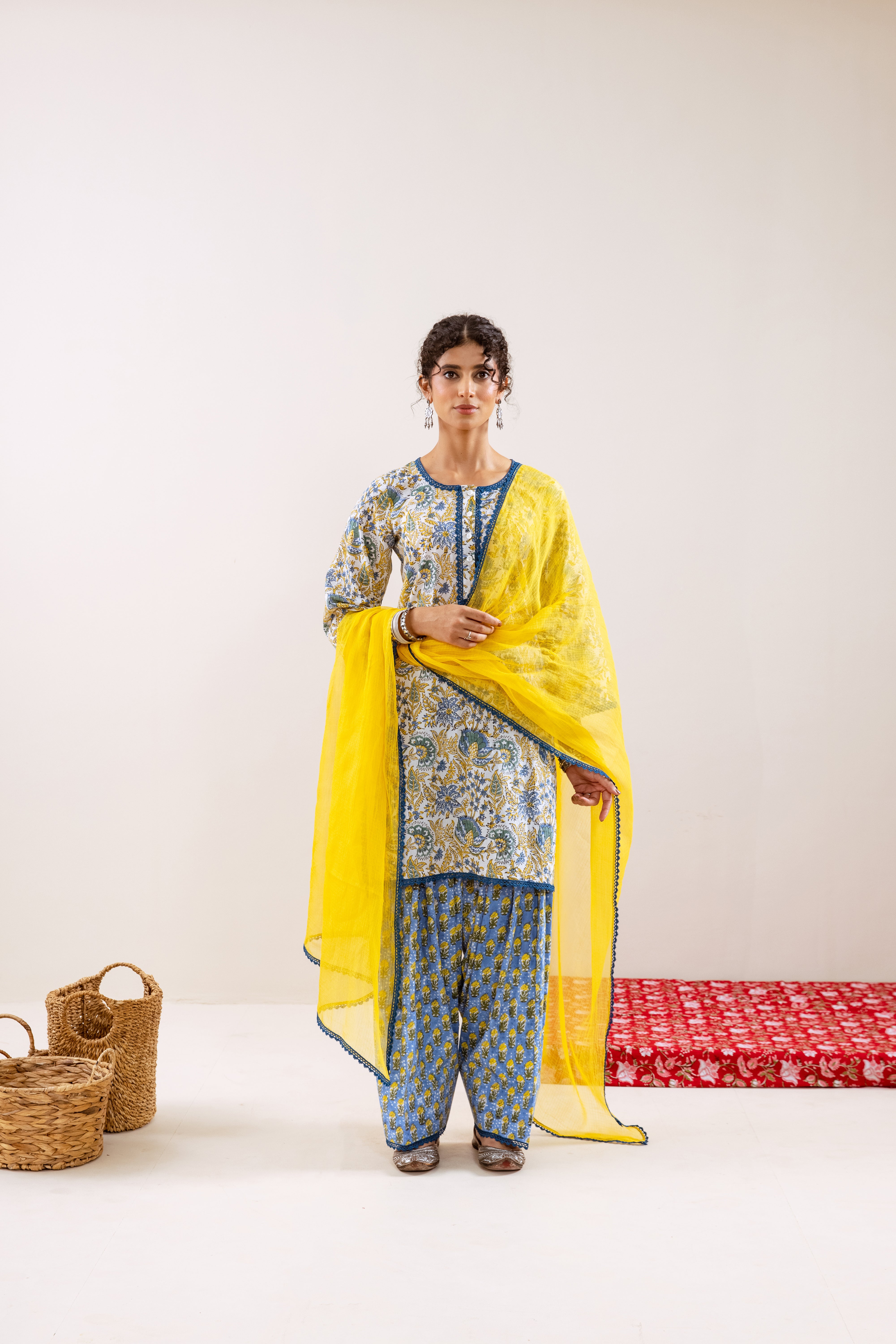 Bahara Blue Floral Farshi Salwar Set