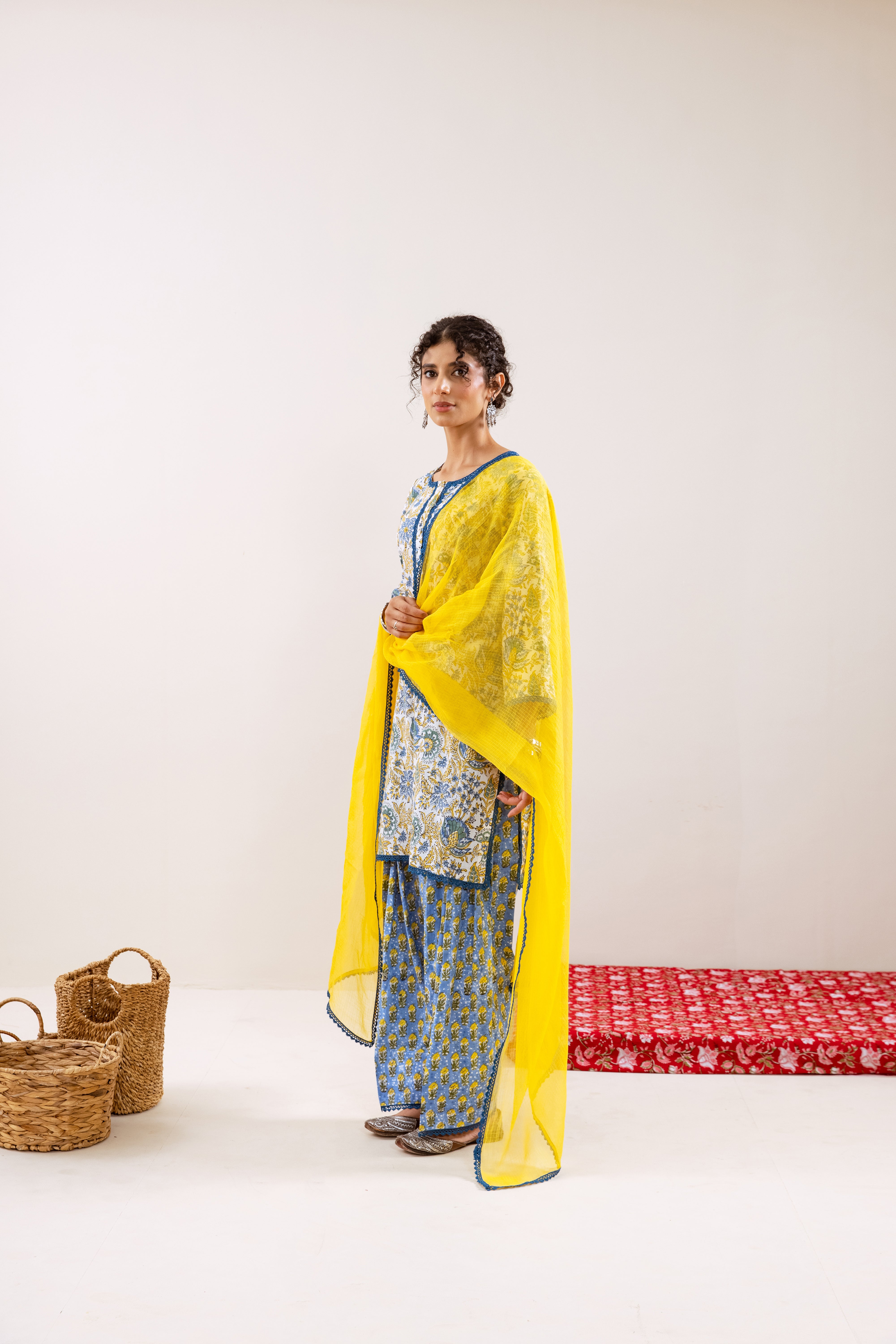 Bahara Blue Floral Farshi Salwar Set