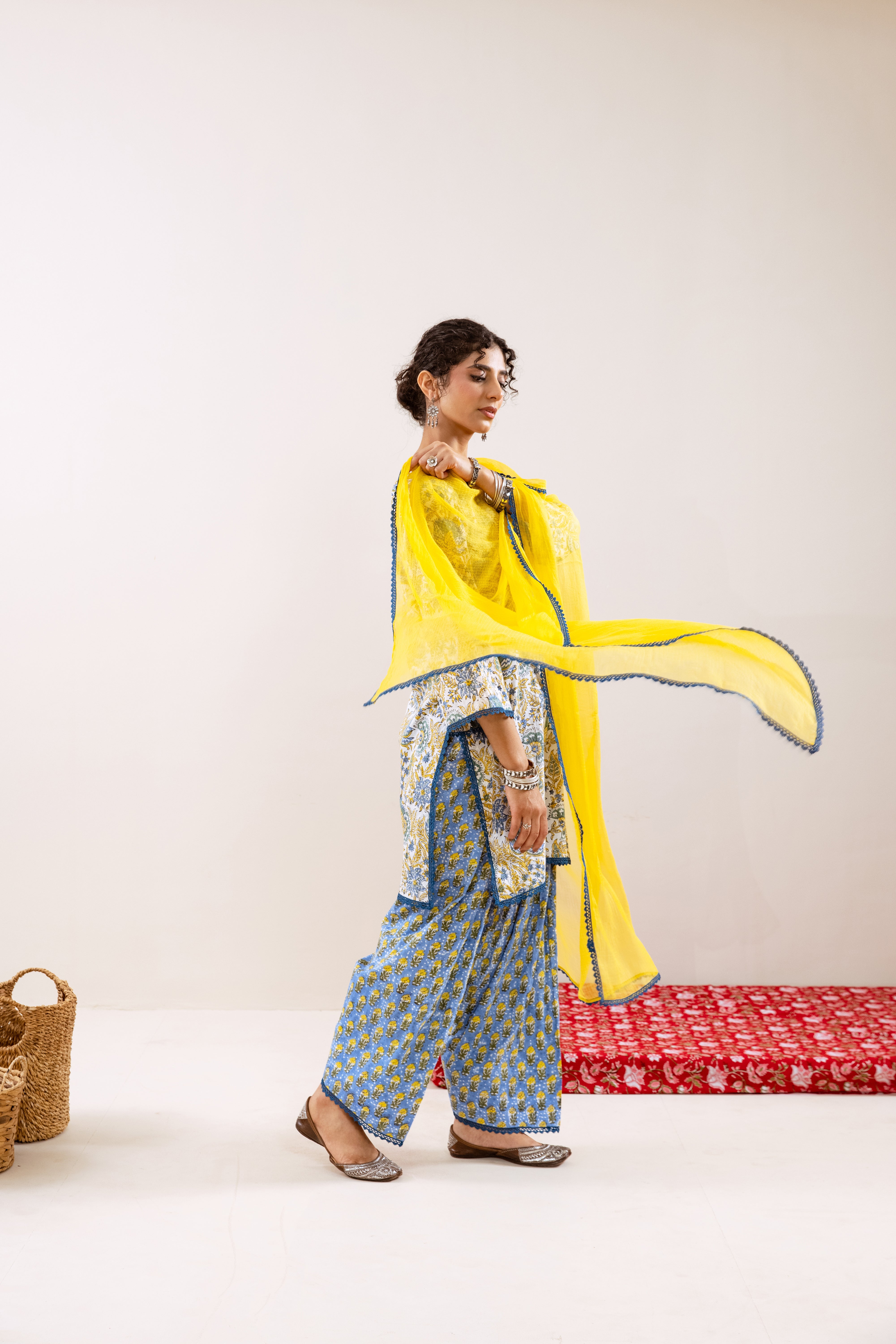 Bahara Blue Floral Farshi Salwar Set