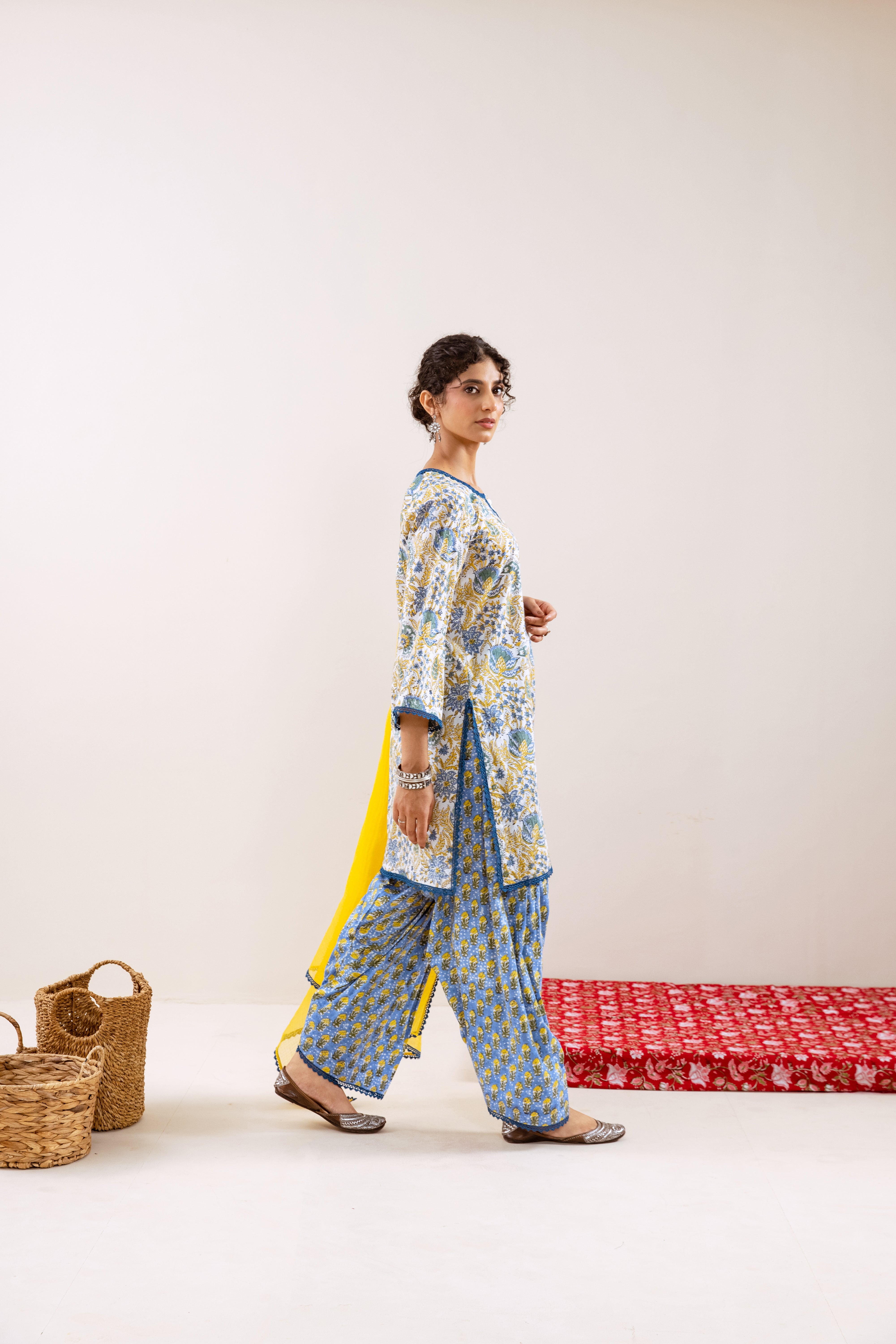 Bahara Blue Floral Farshi Salwar Set