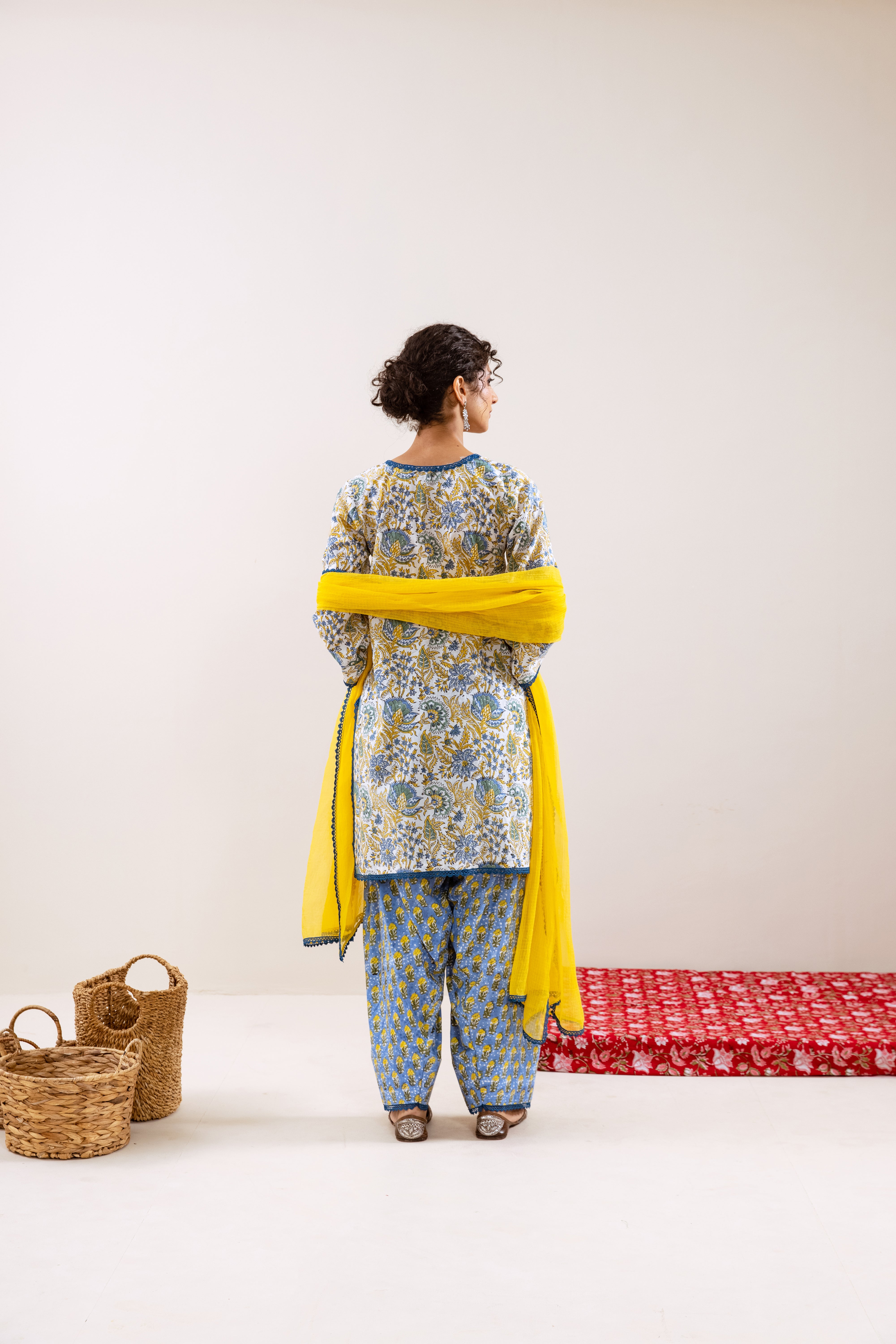 Bahara Blue Floral Farshi Salwar Set