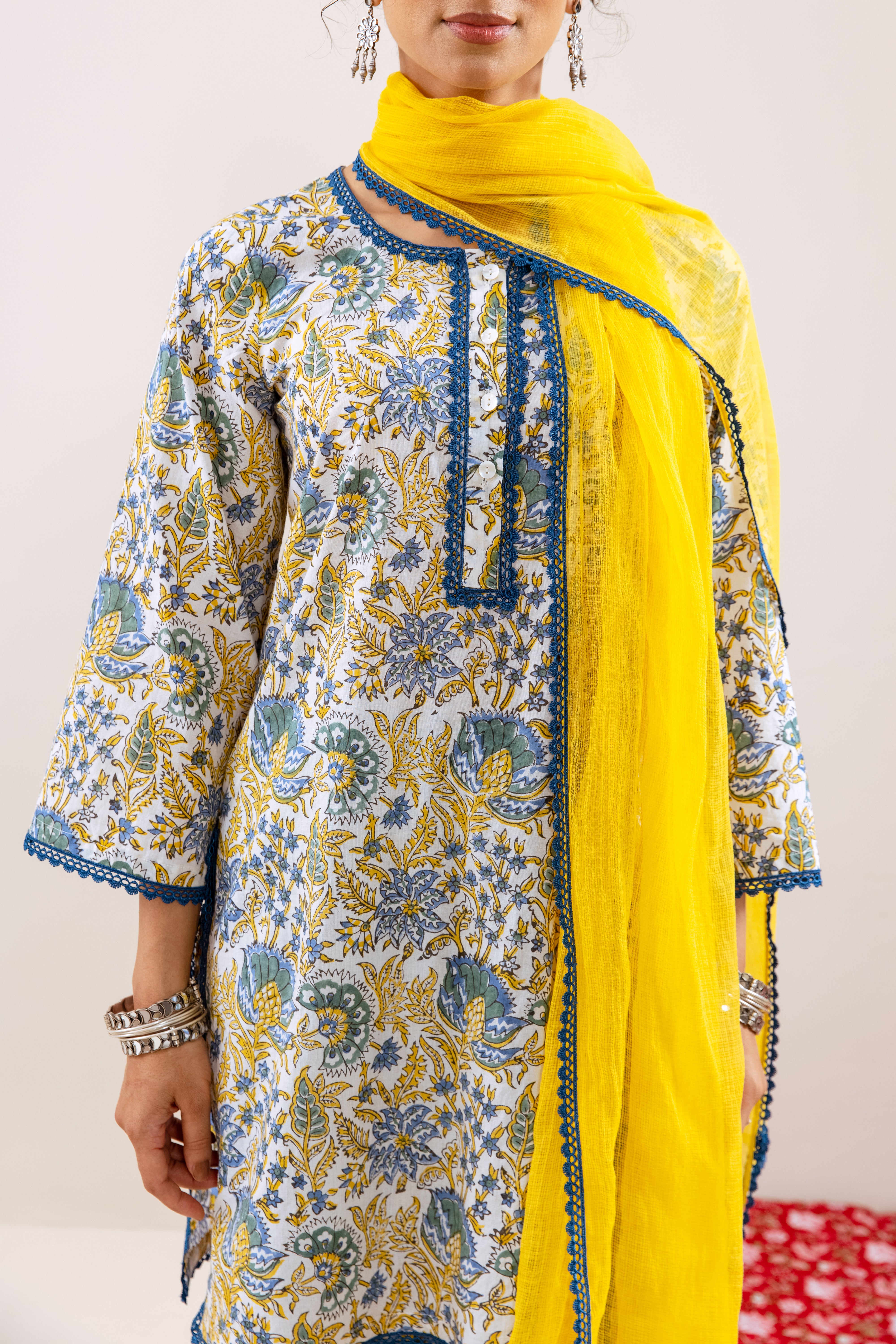 Bahara Blue Floral Farshi Salwar Set