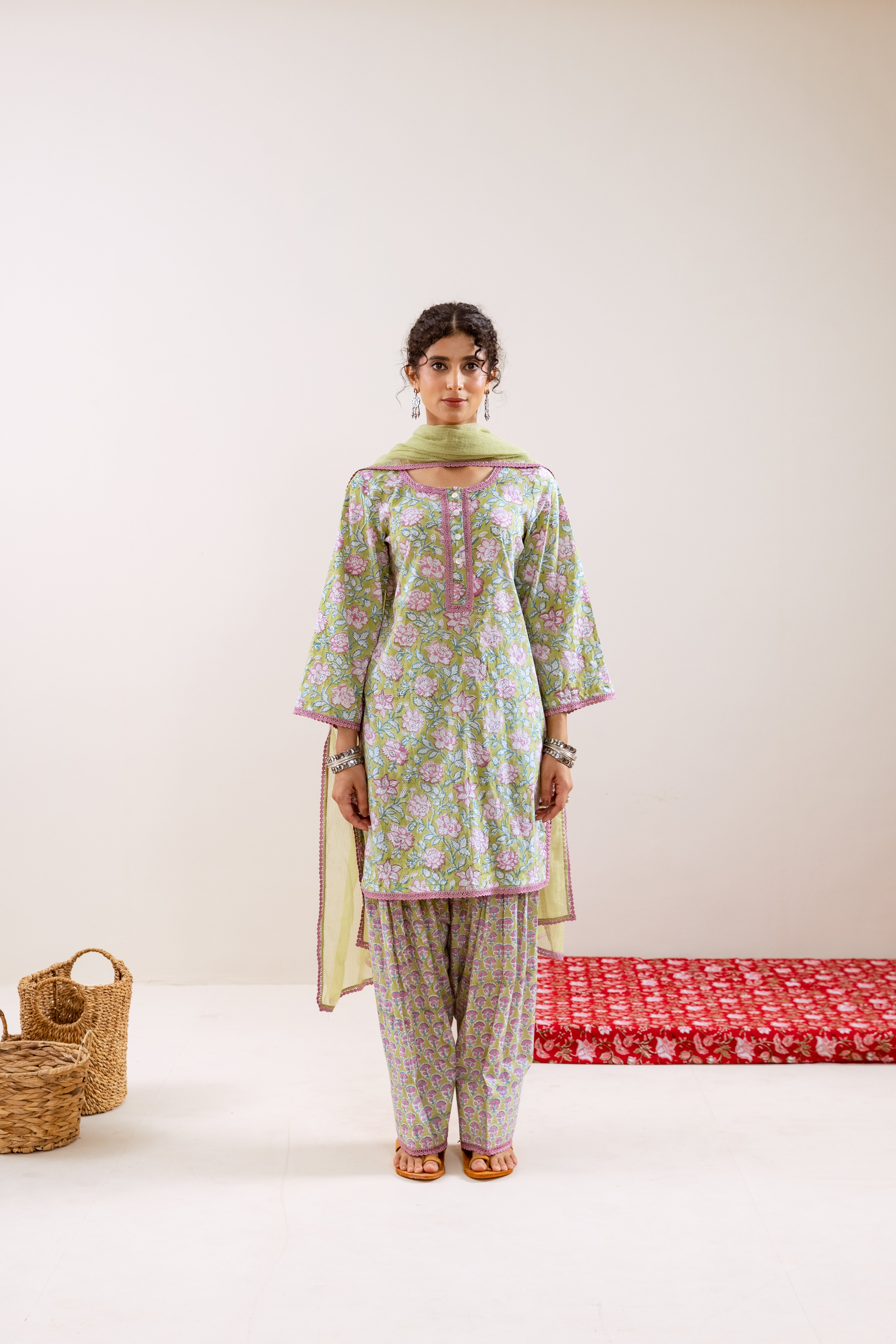 Bahara Green Floral Farshi Salwar Set