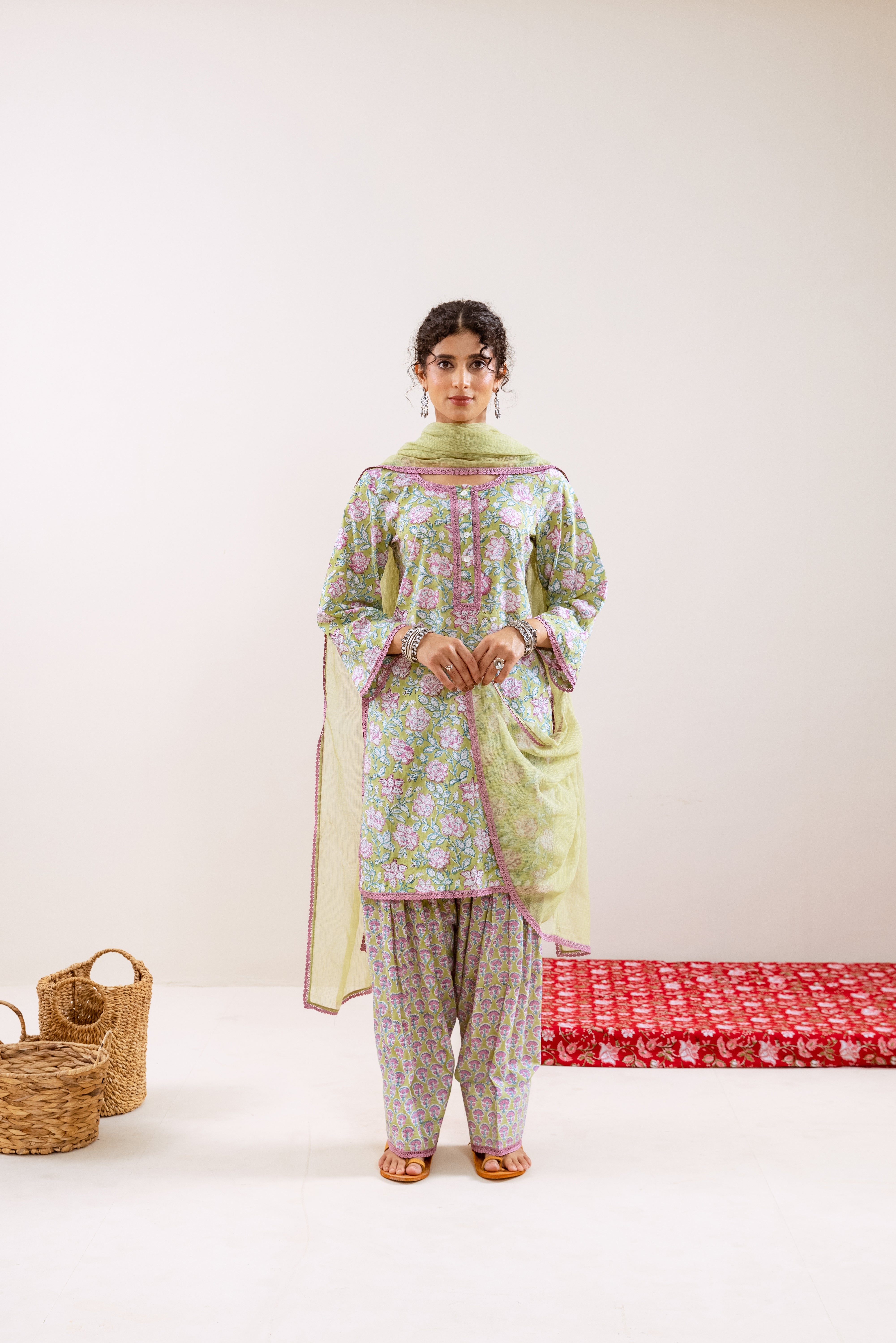 Bahara Green Floral Farshi Salwar Set
