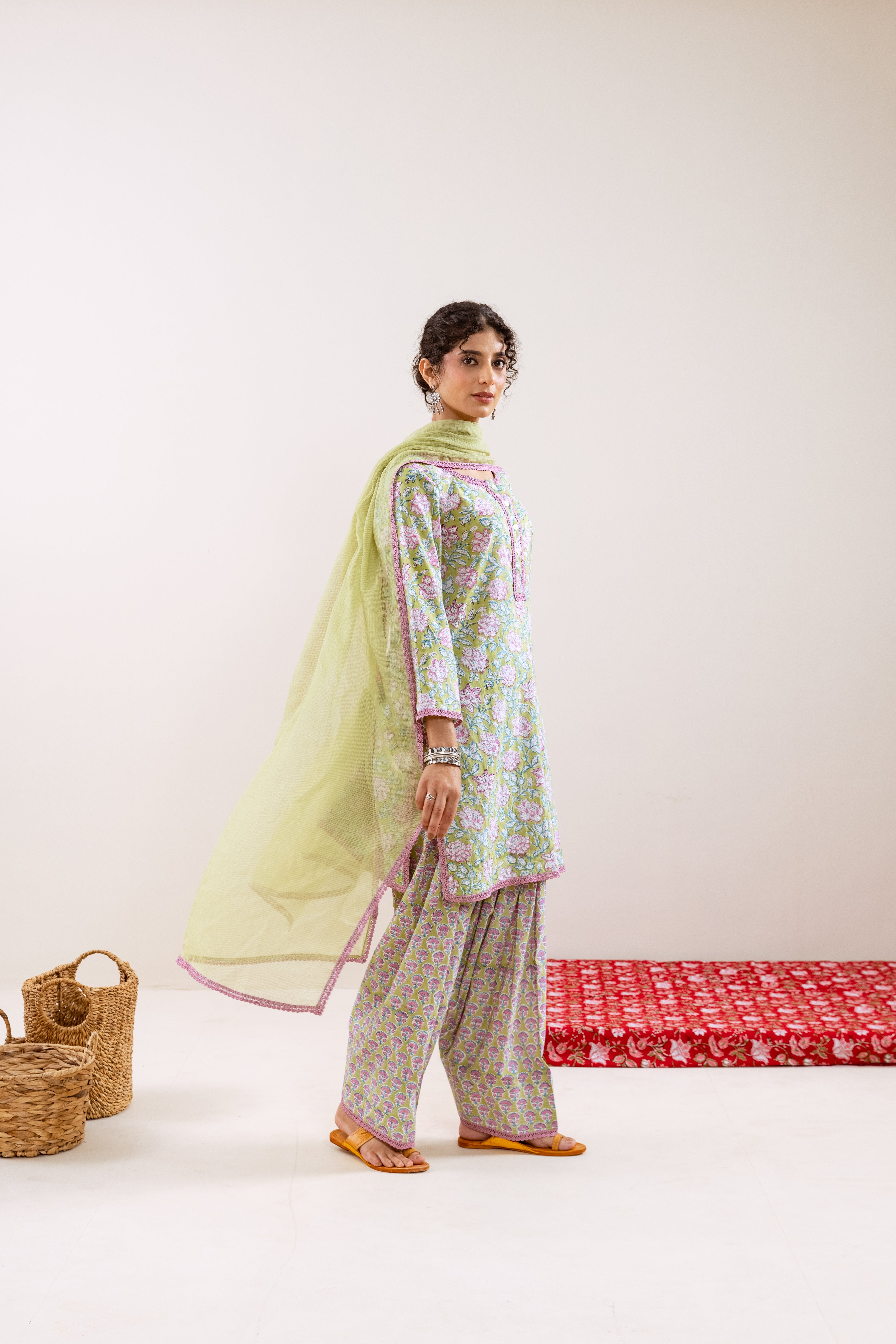 Bahara Green Floral Farshi Salwar Set