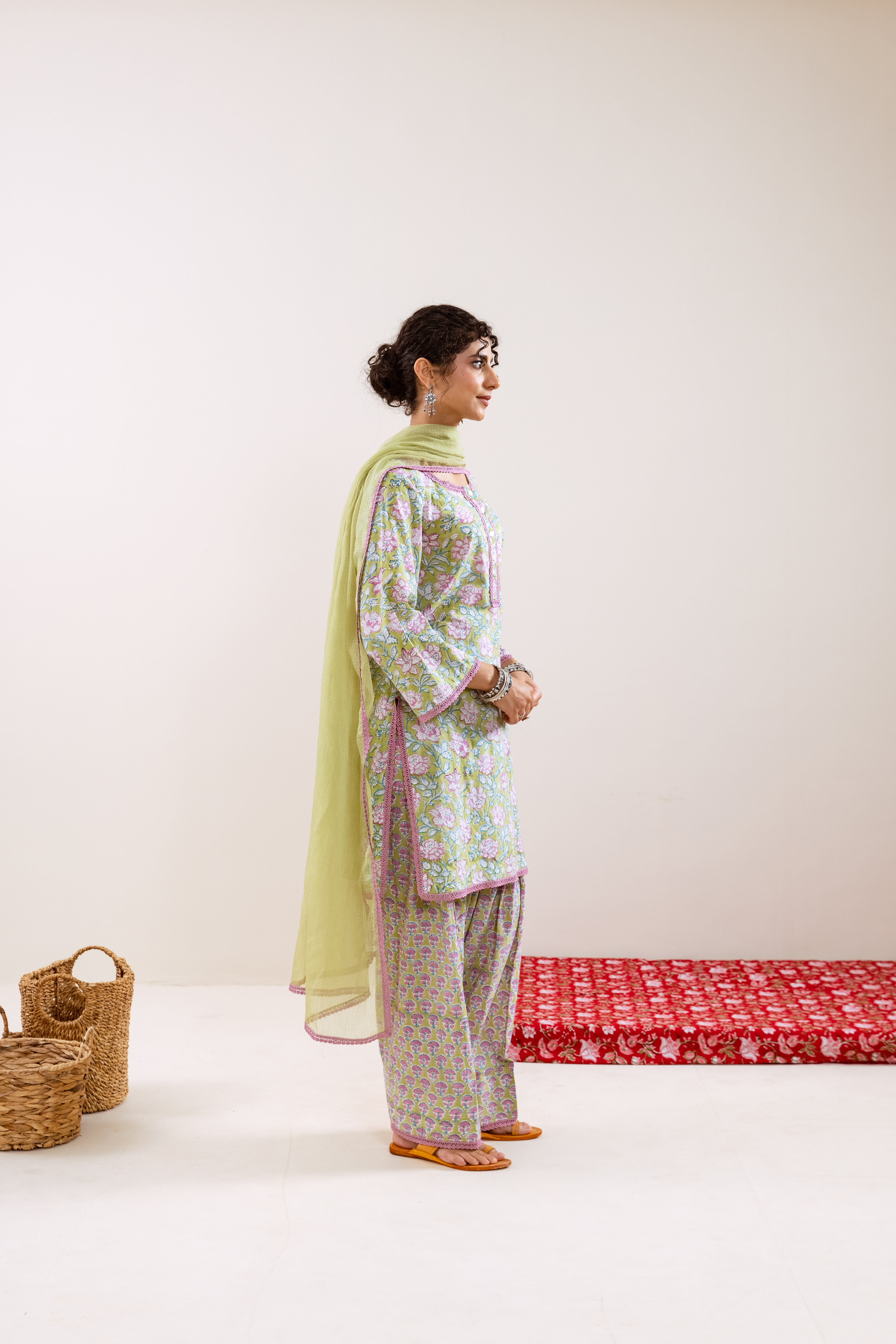 Bahara Green Floral Farshi Salwar Set