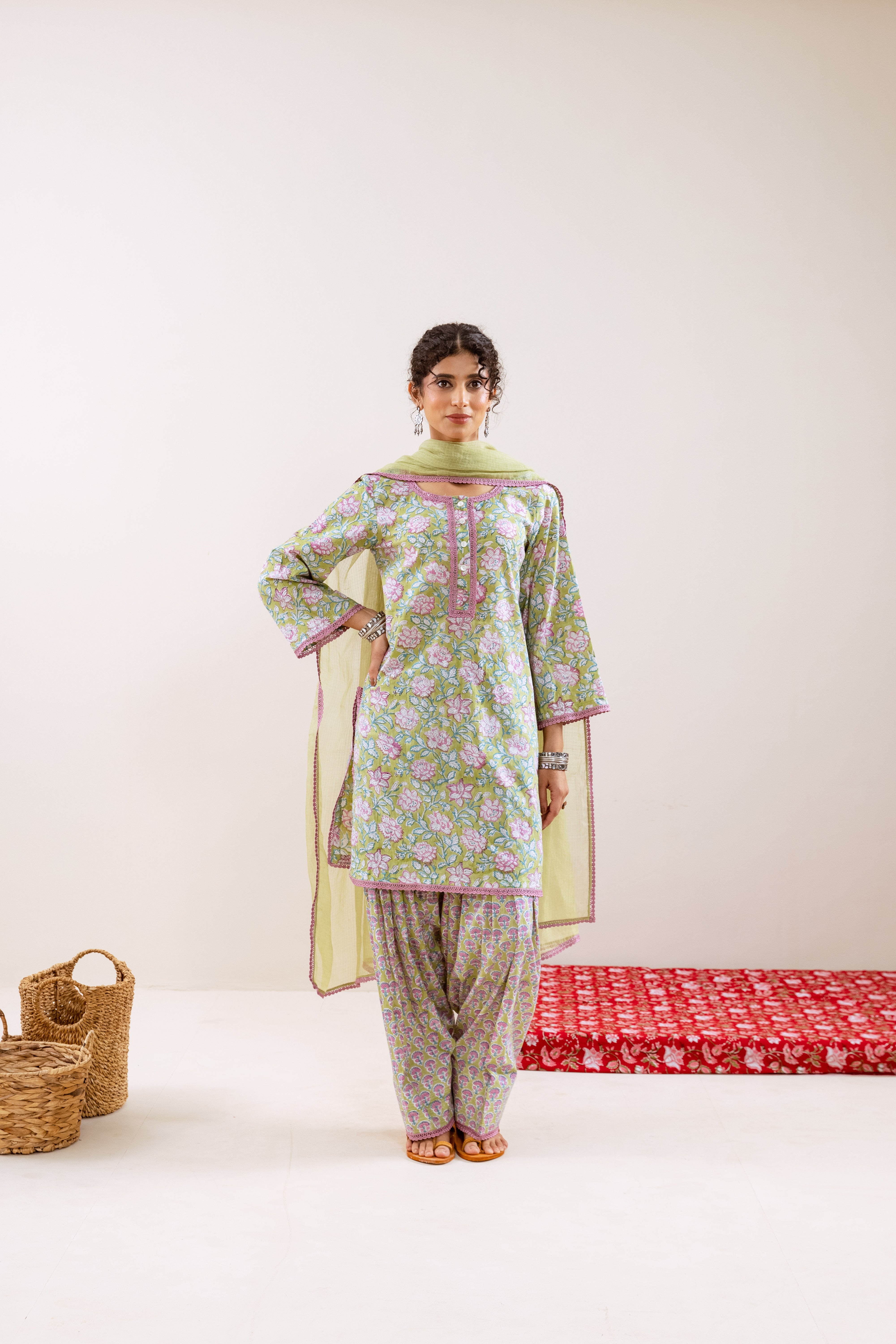Bahara Green Floral Farshi Salwar Set