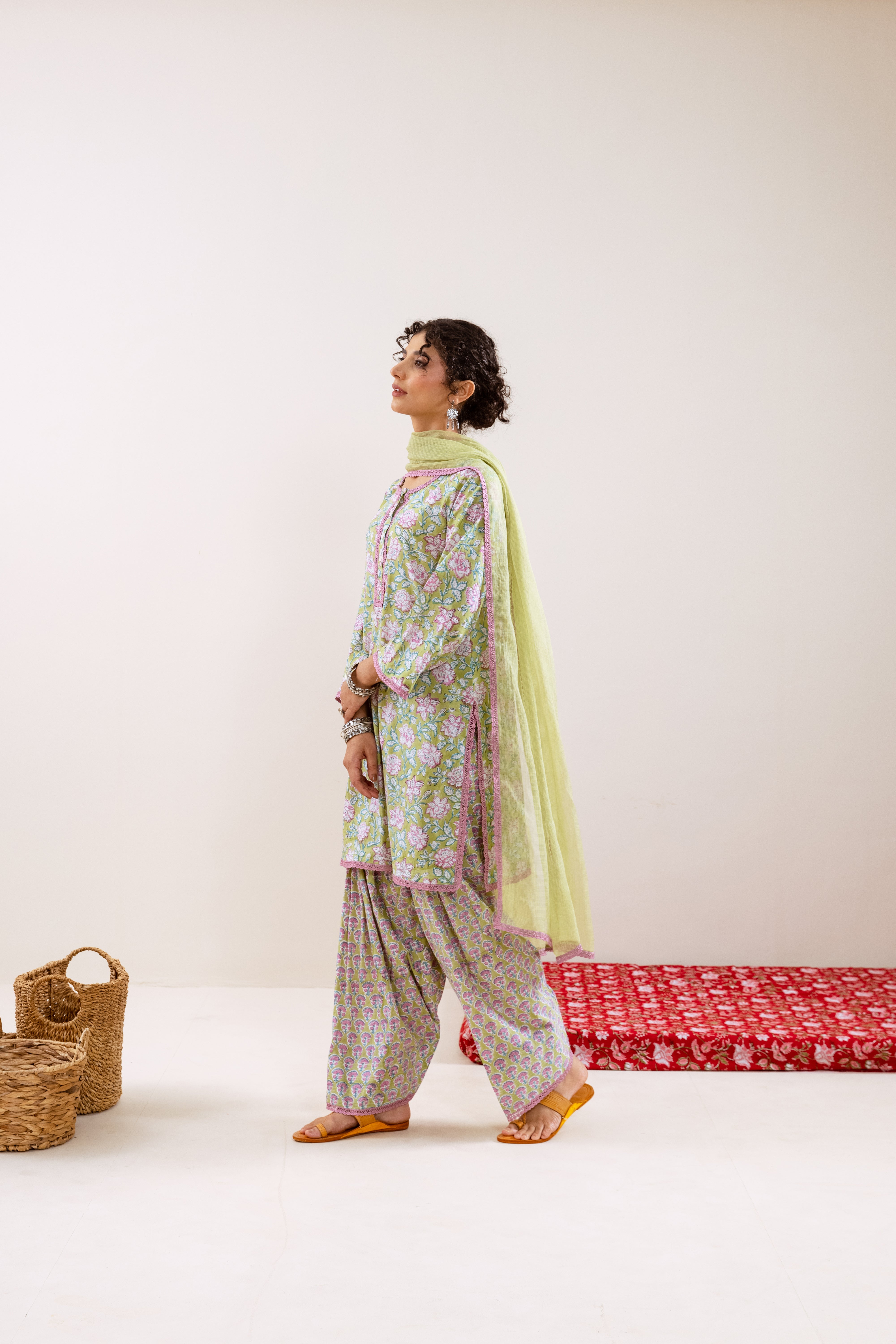 Bahara Green Floral Farshi Salwar Set