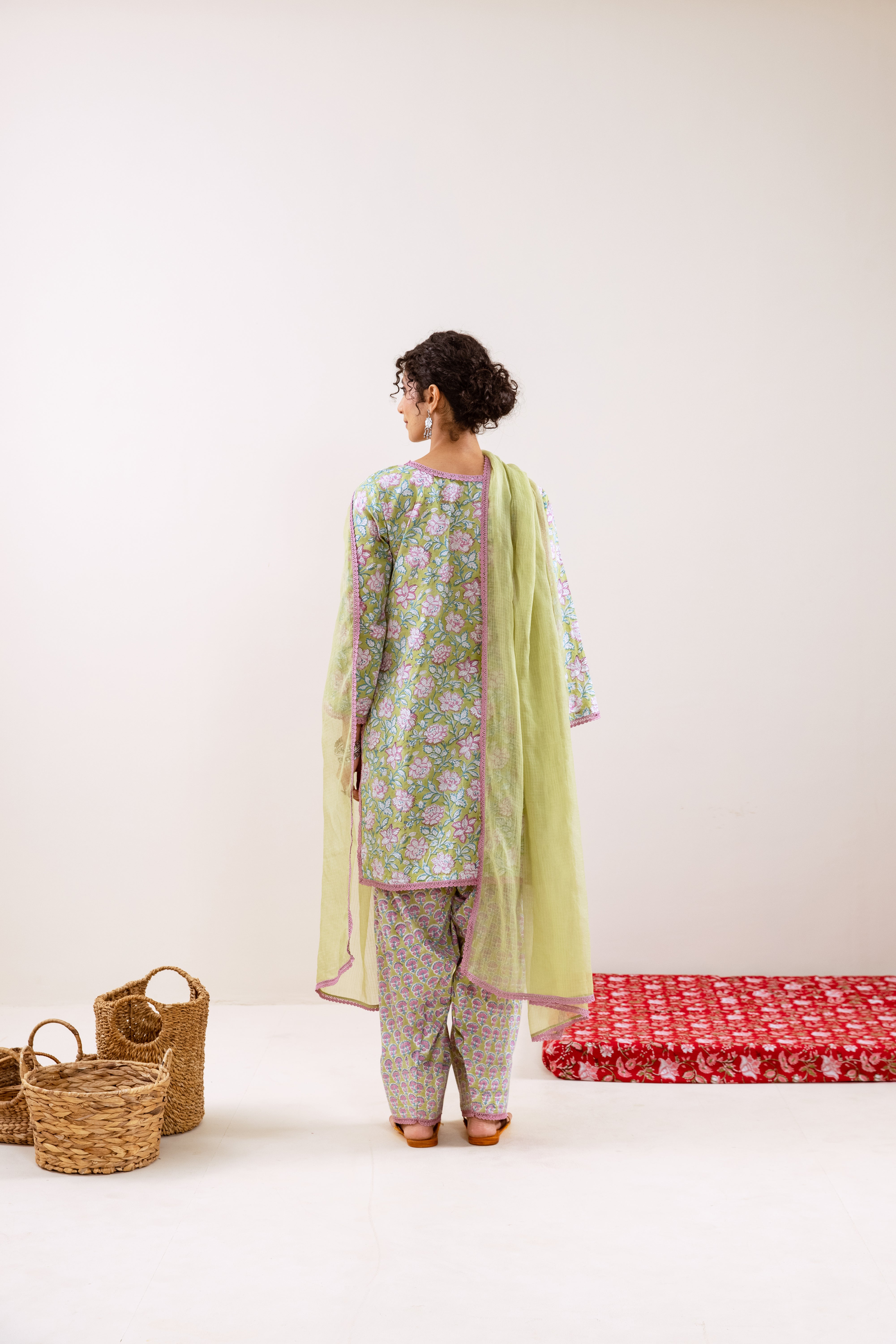 Bahara Green Floral Farshi Salwar Set