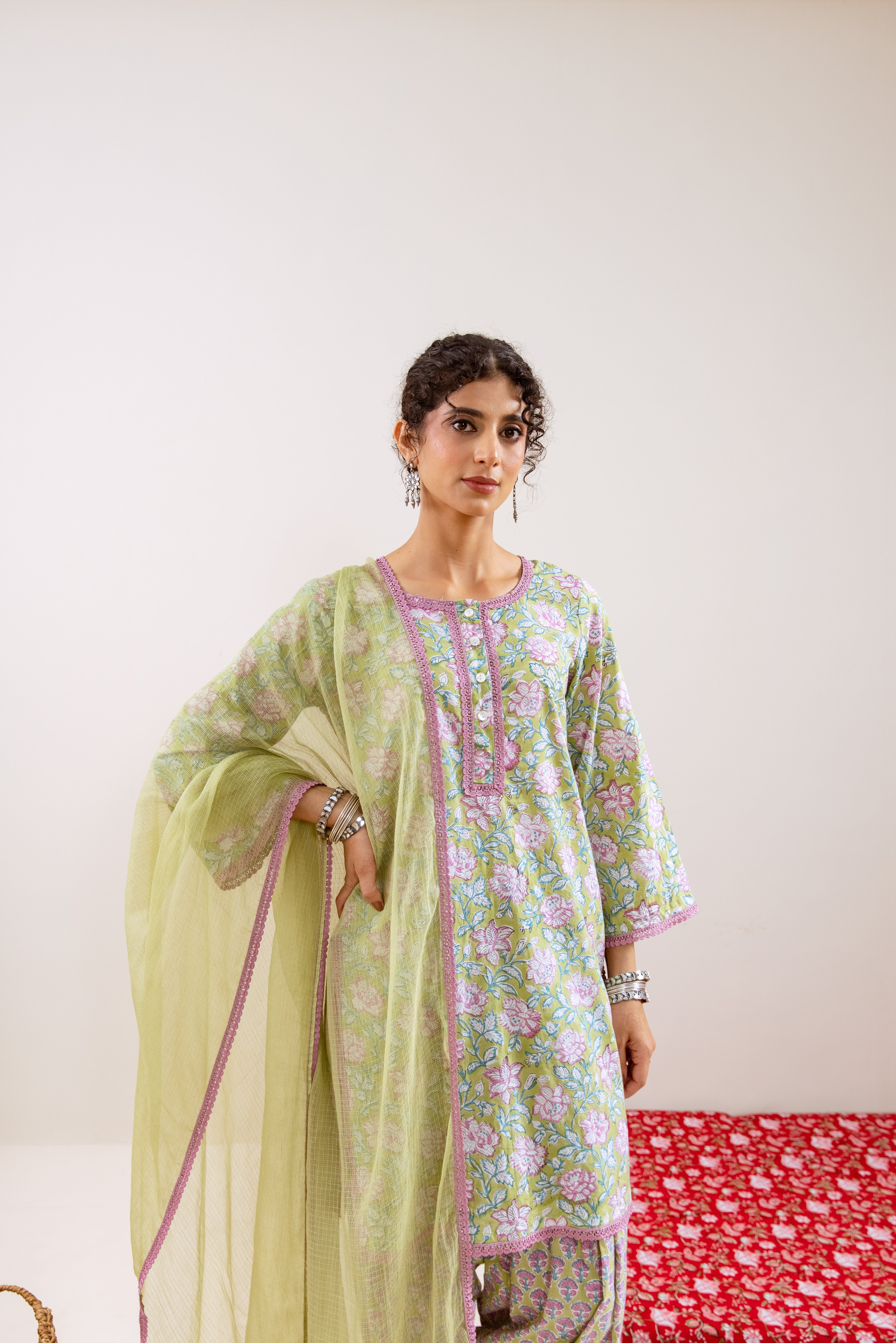 Bahara Green Floral Farshi Salwar Set
