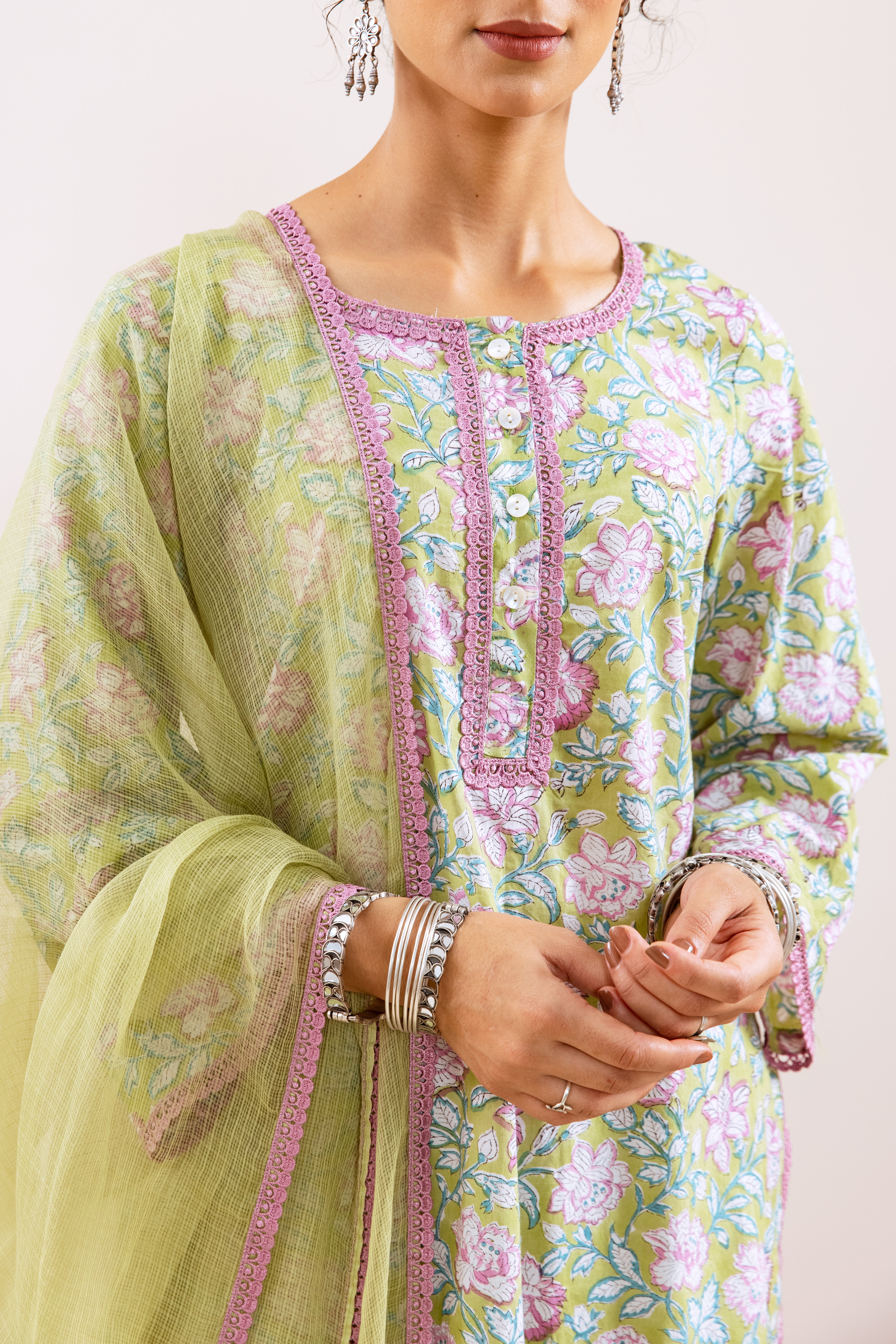 Bahara Green Floral Farshi Salwar Set