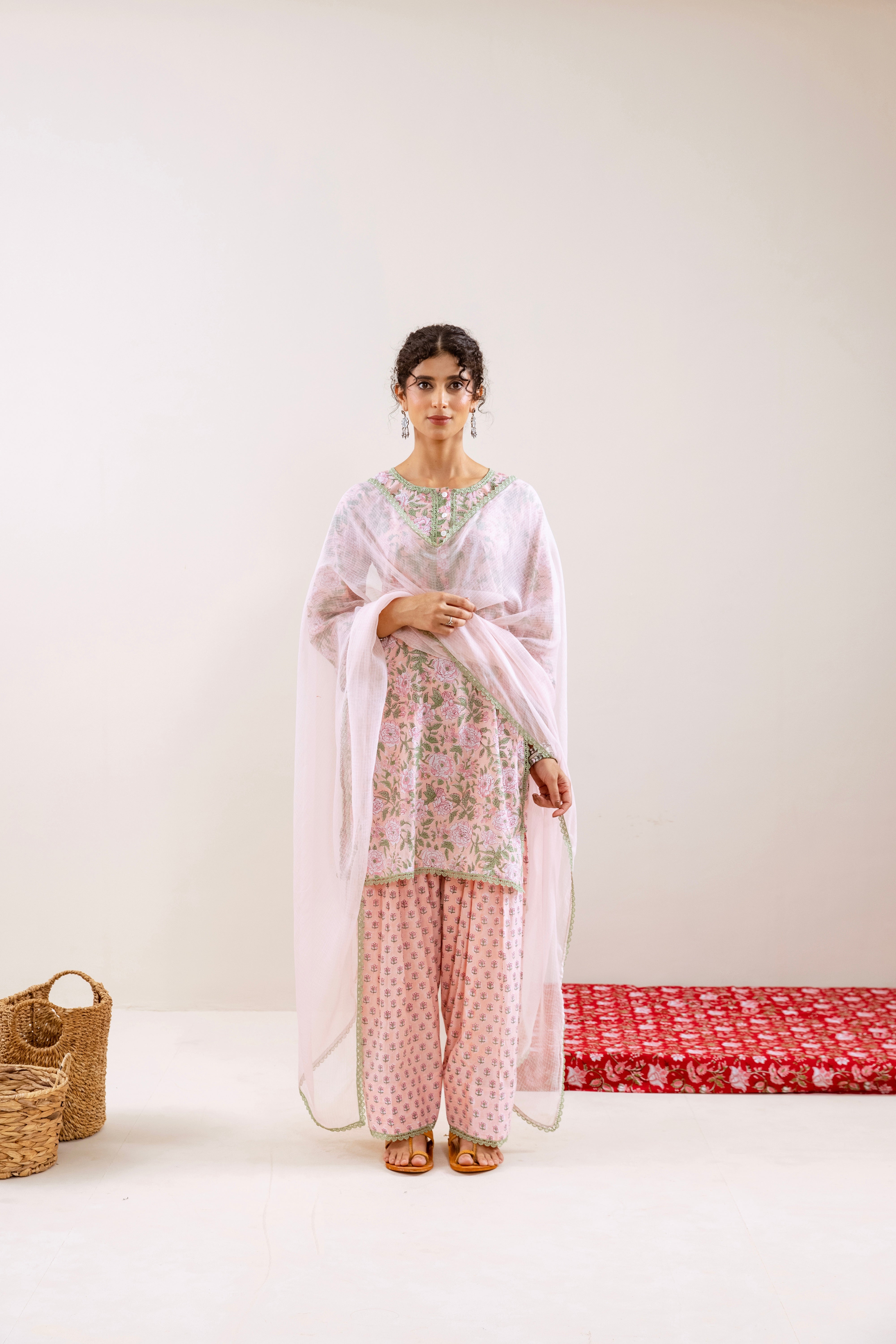 Bahara Peach Floral Farshi Salwar Set