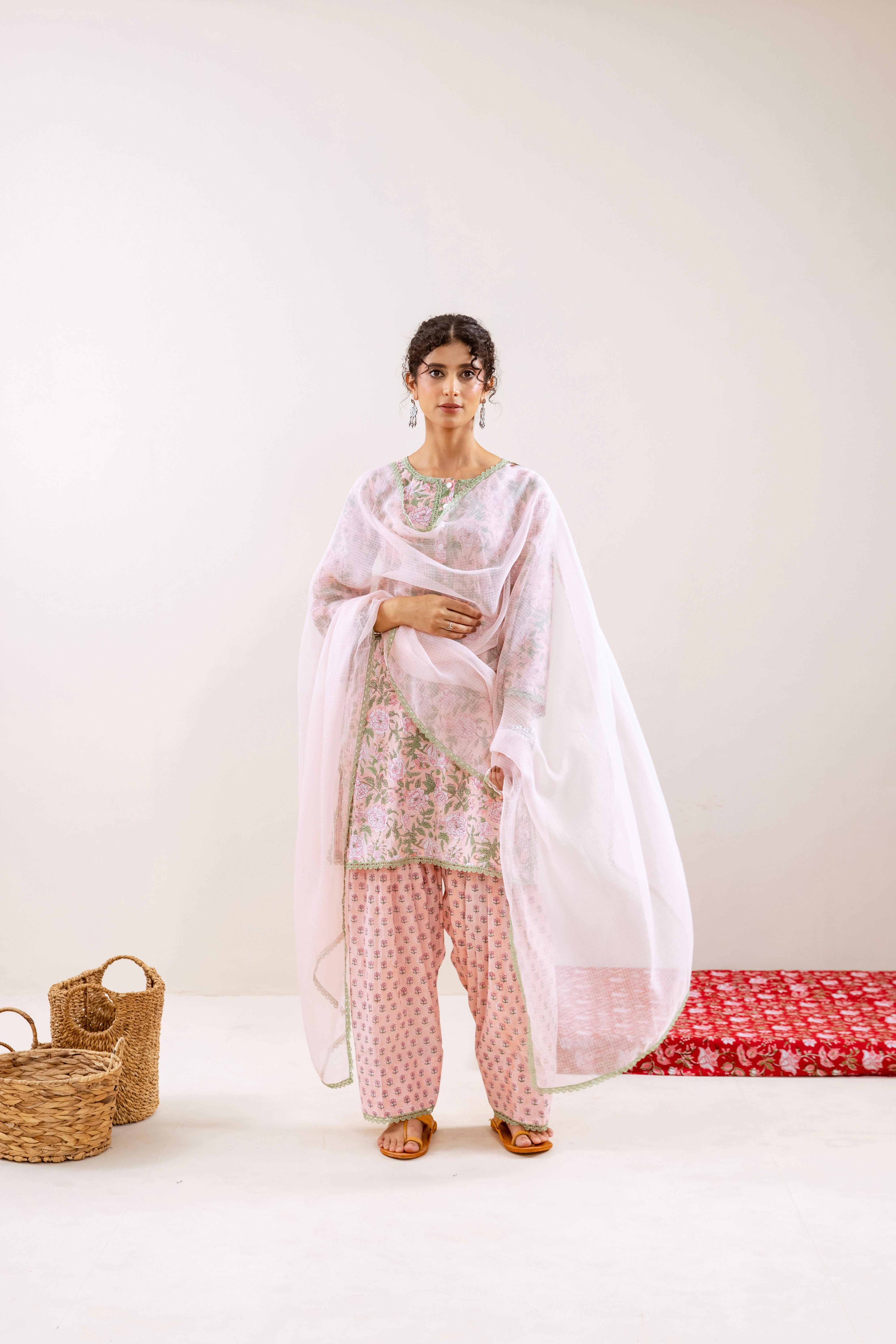 Bahara Peach Floral Farshi Salwar Set