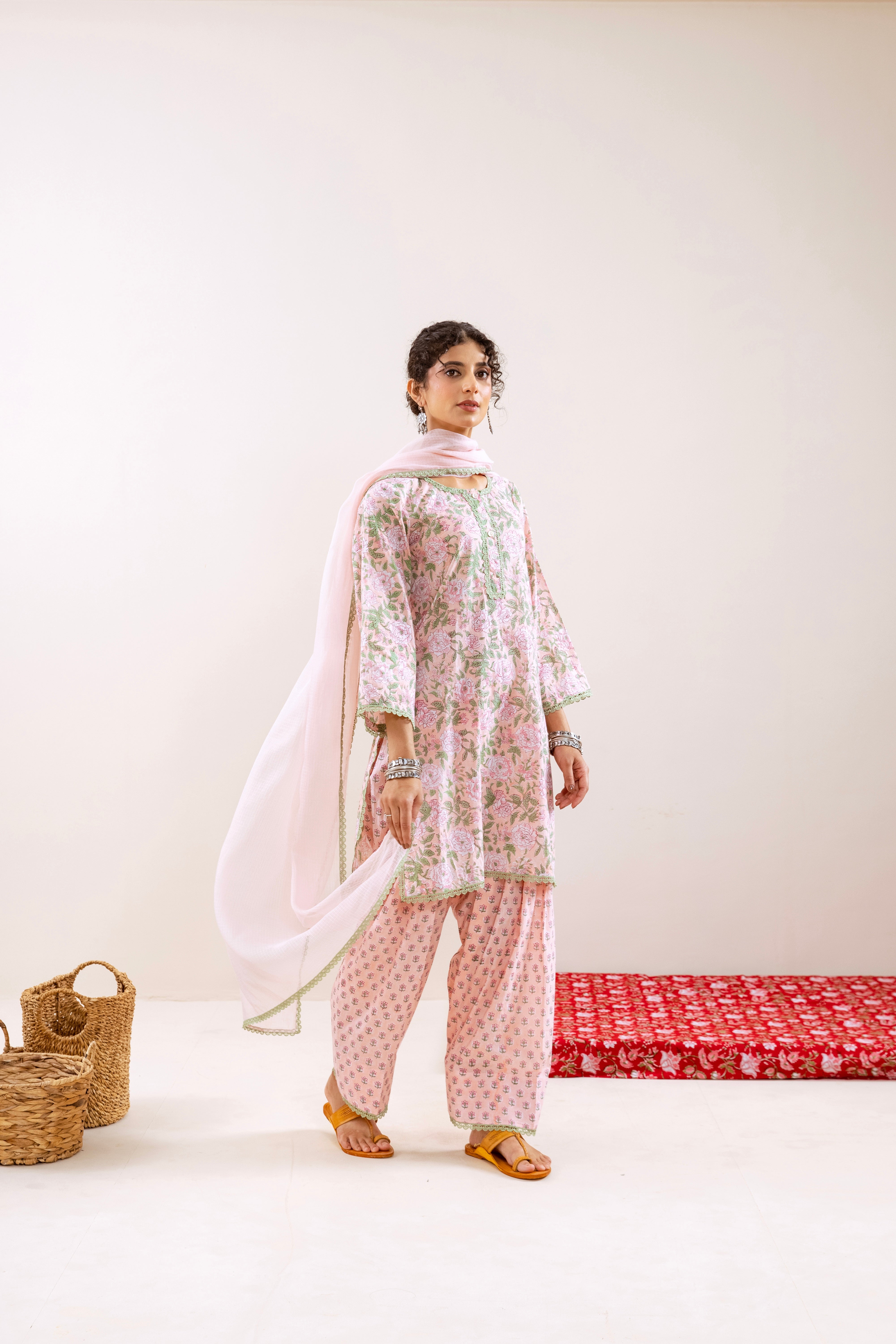 Bahara Peach Floral Farshi Salwar Set