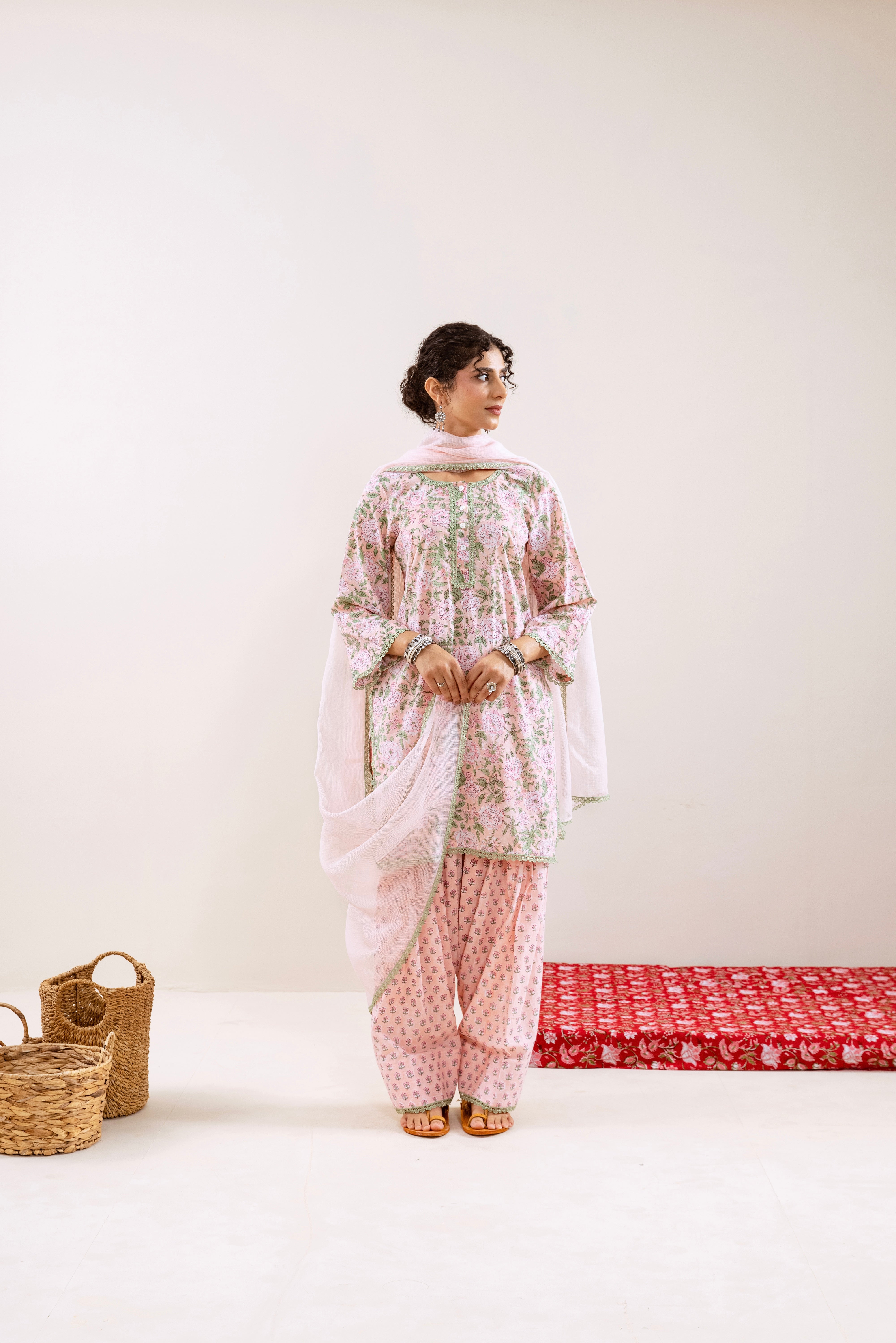 Bahara Peach Floral Farshi Salwar Set