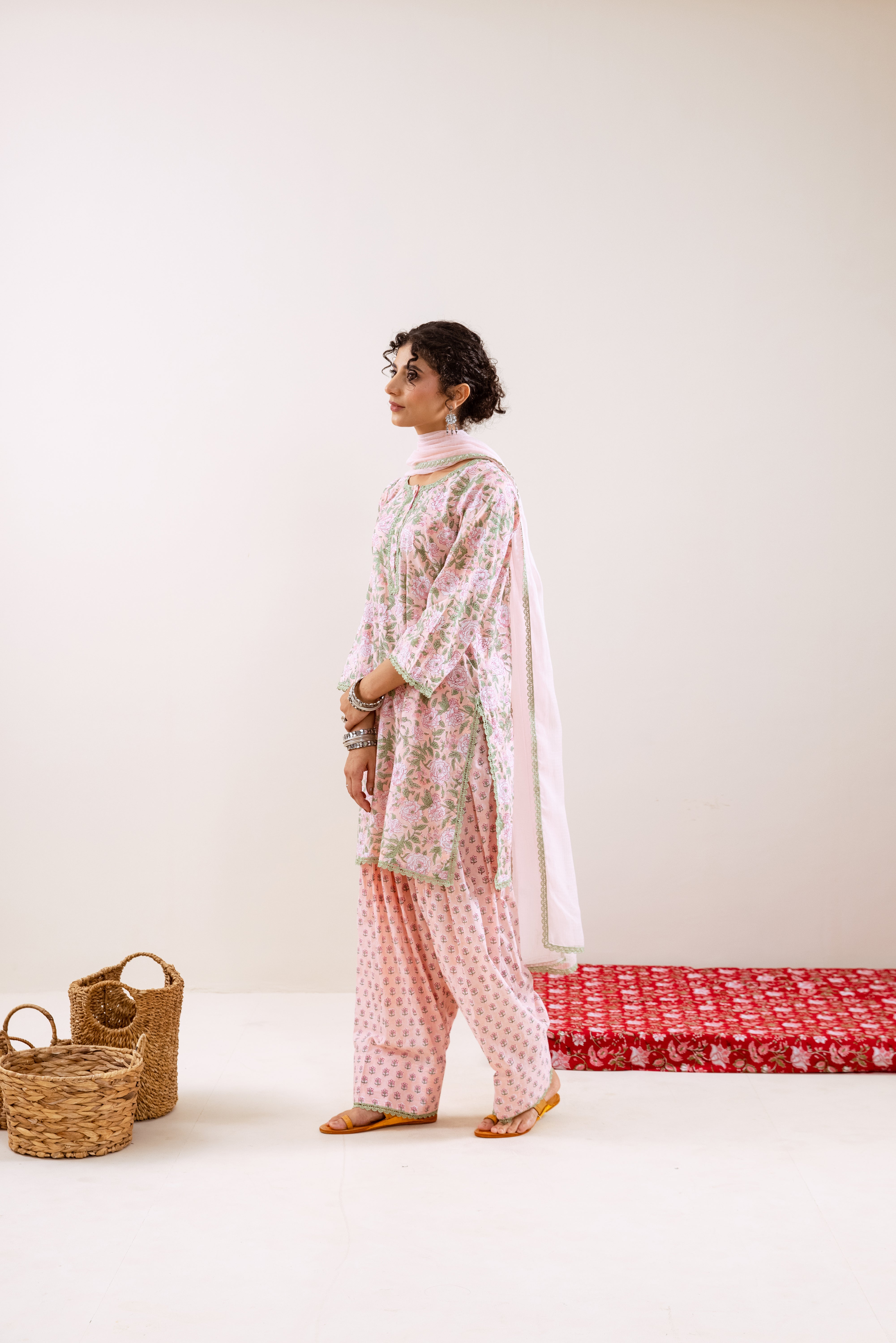 Bahara Peach Floral Farshi Salwar Set