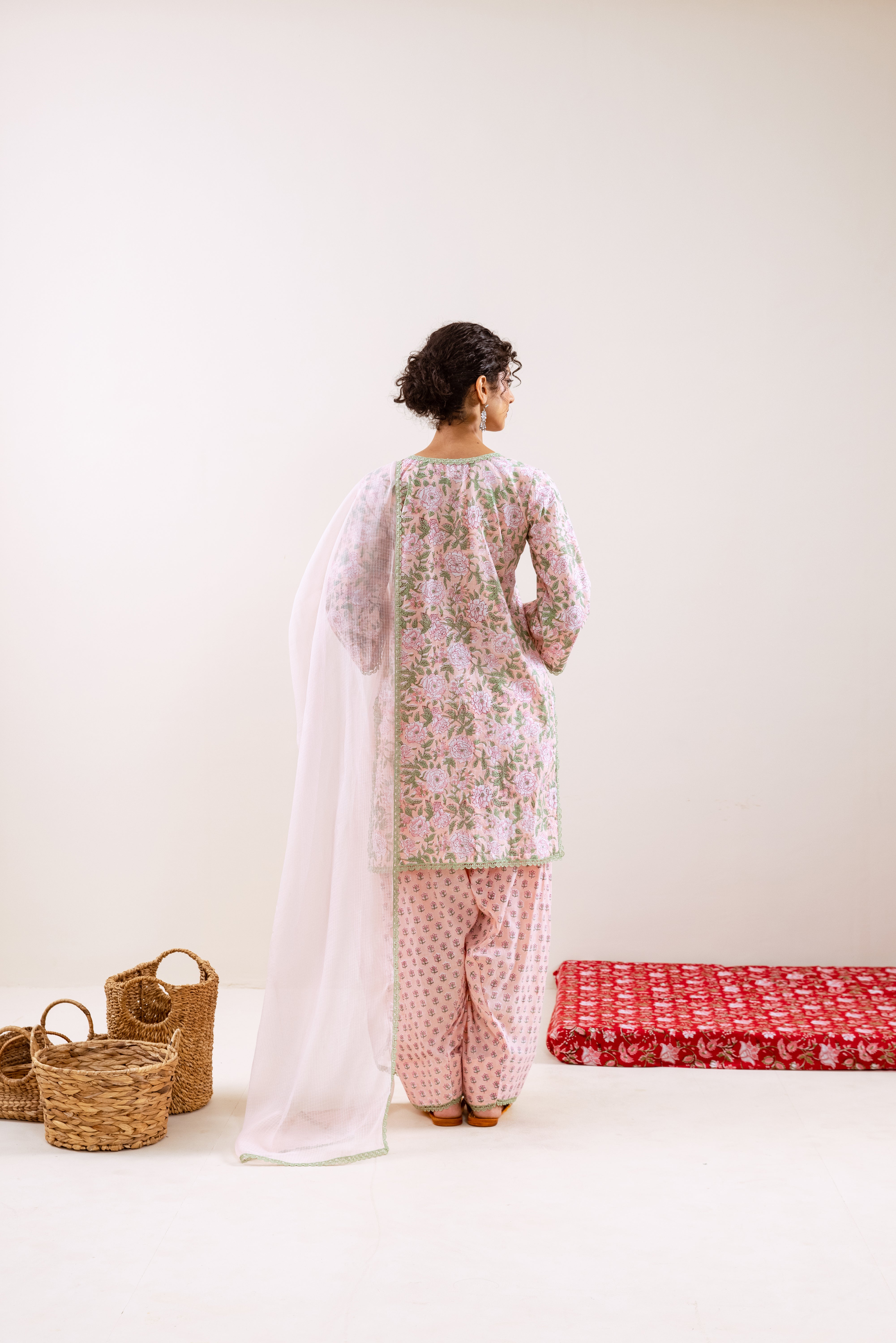 Bahara Peach Floral Farshi Salwar Set