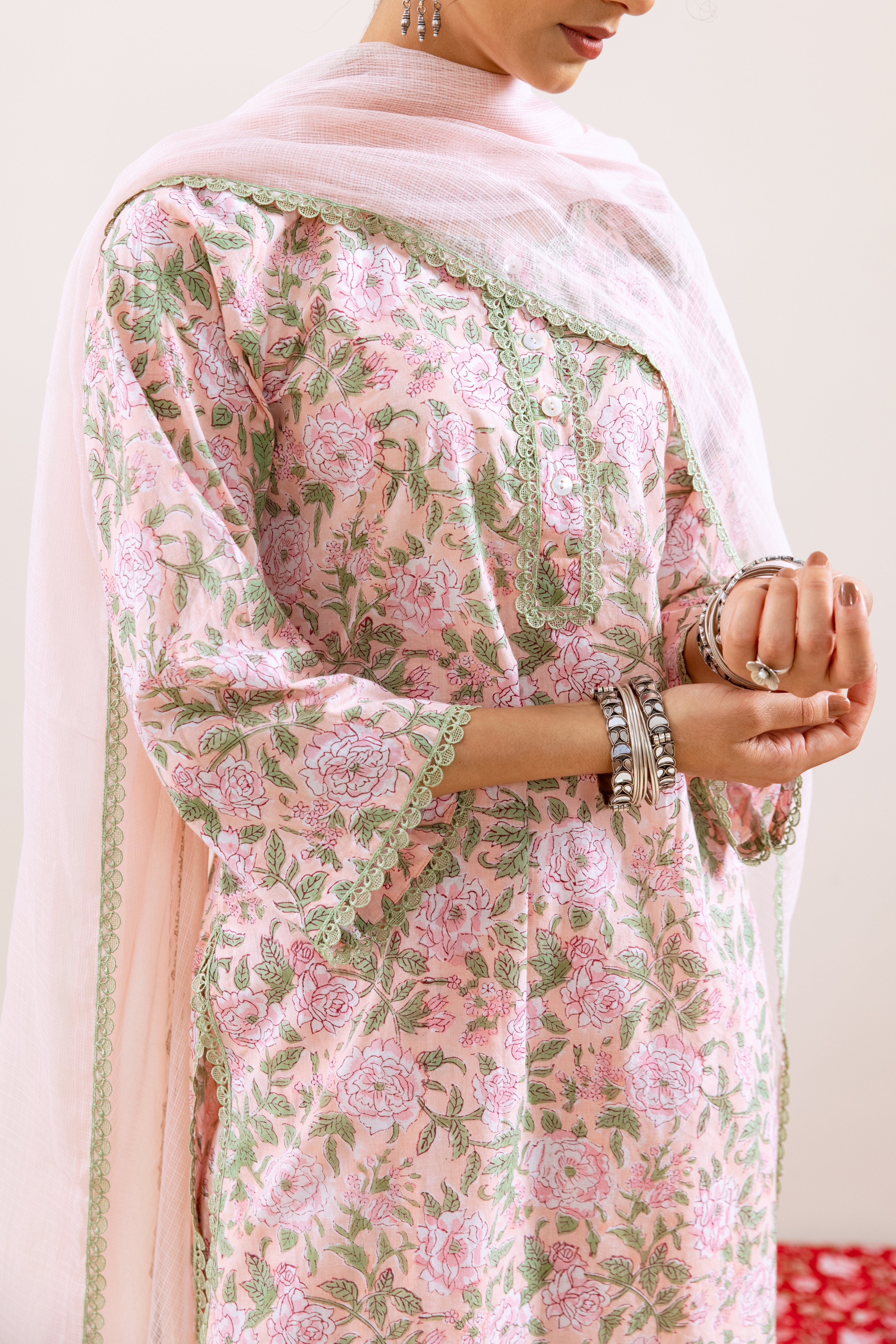 Bahara Peach Floral Farshi Salwar Set