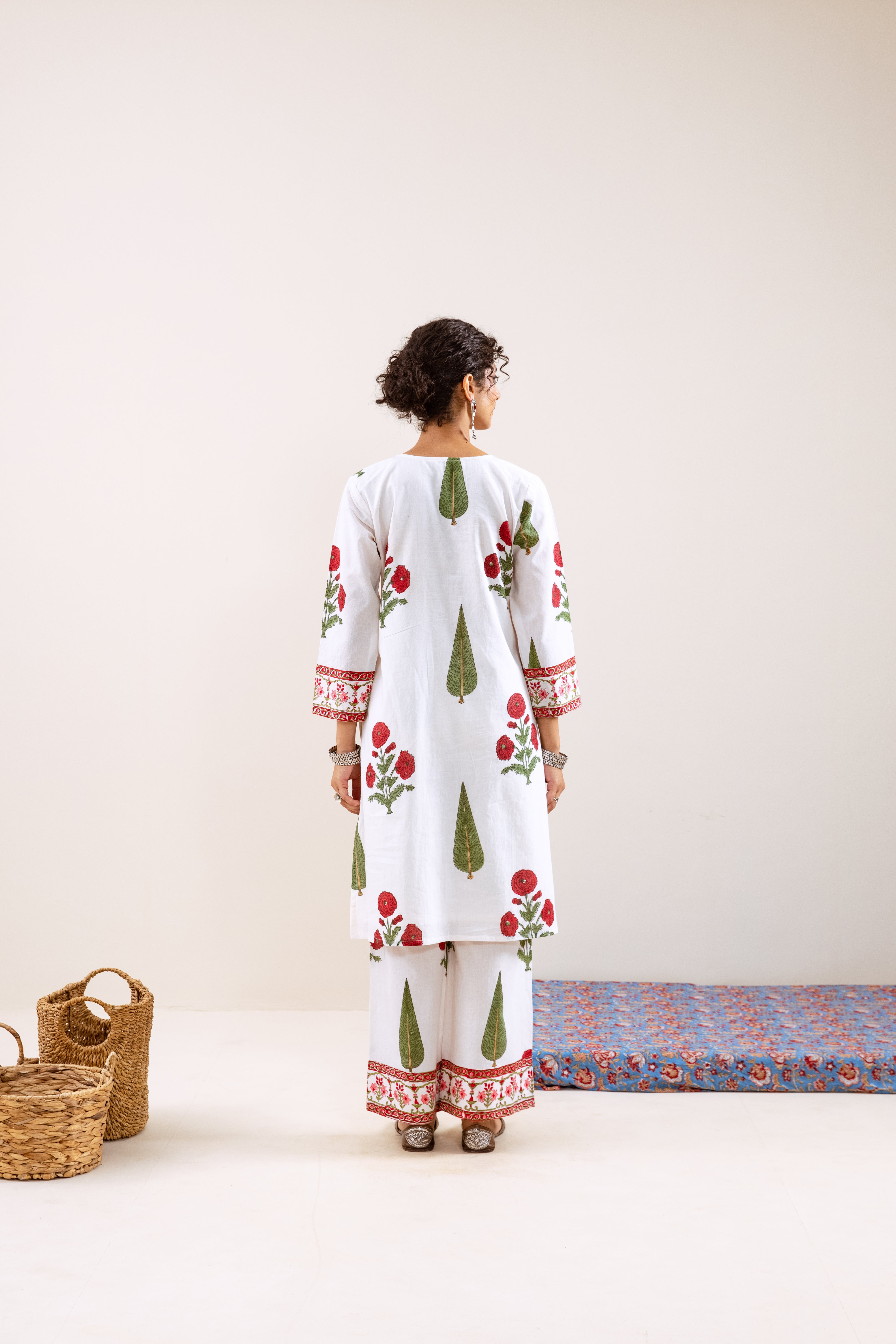 Bahara Red Mughal Motif kurta set