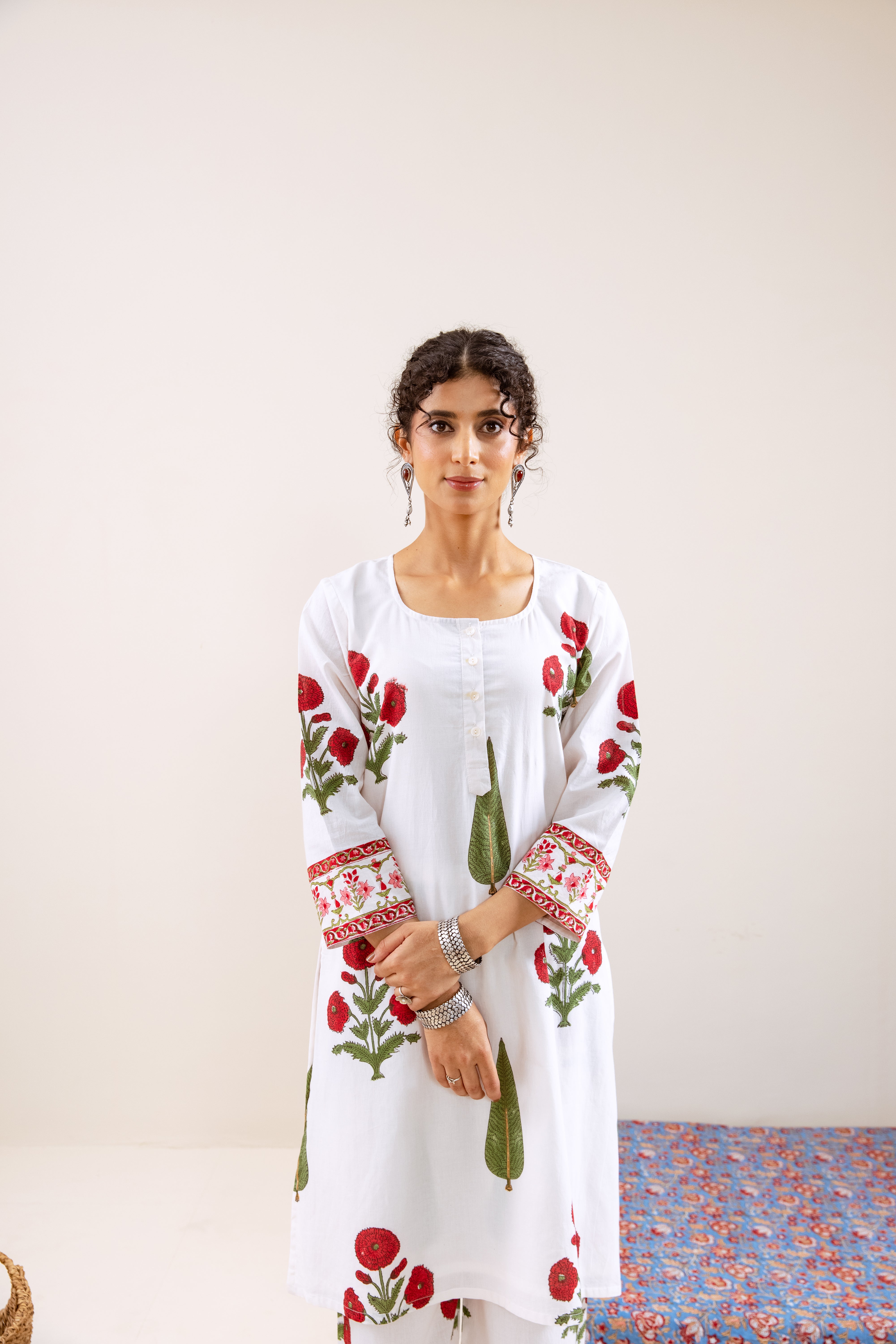 Bahara Red Mughal Motif kurta set